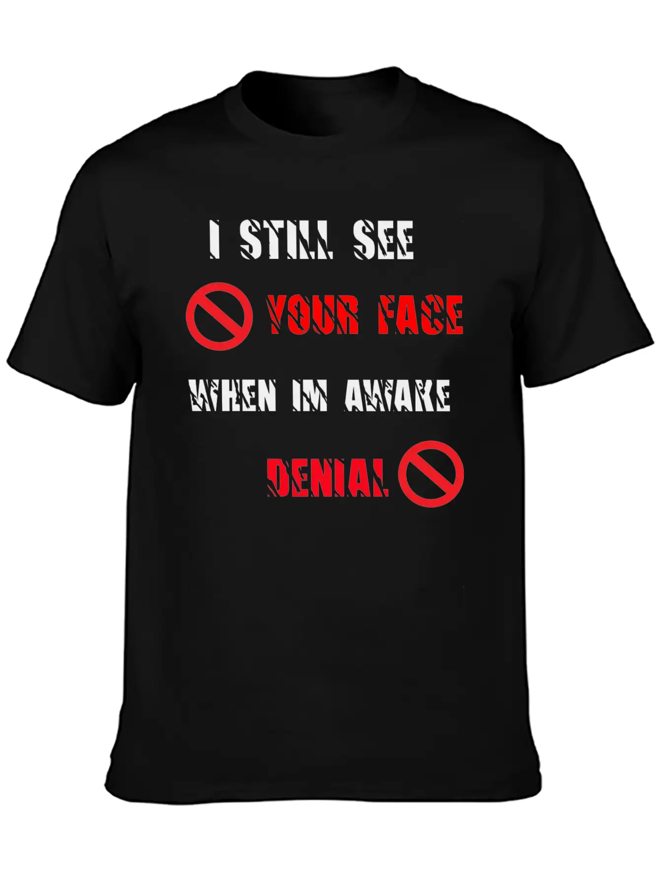 SPREADSHOP DENIAL Lyrics Copy Comfortable Minimalist Graphic Tee – Summer Style Essential