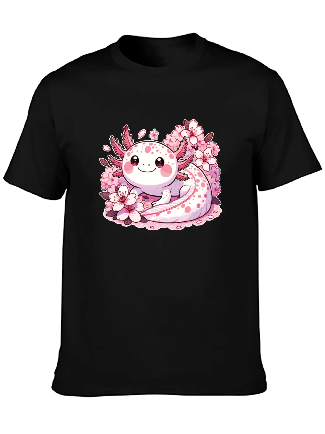 Spring Axolotl With Cherry Blossoms Sweet Spring Timeless Short Sleeve Tee – Comfy And Minimalist Design