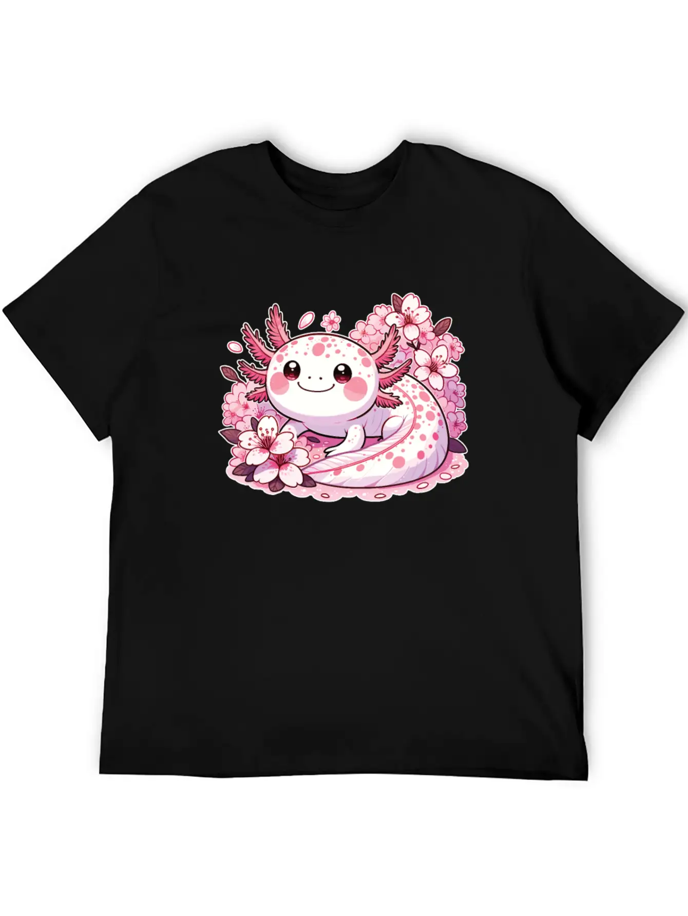 Spring Axolotl With Cherry Blossoms Sweet Spring Timeless Short Sleeve Tee – Comfy And Minimalist Design