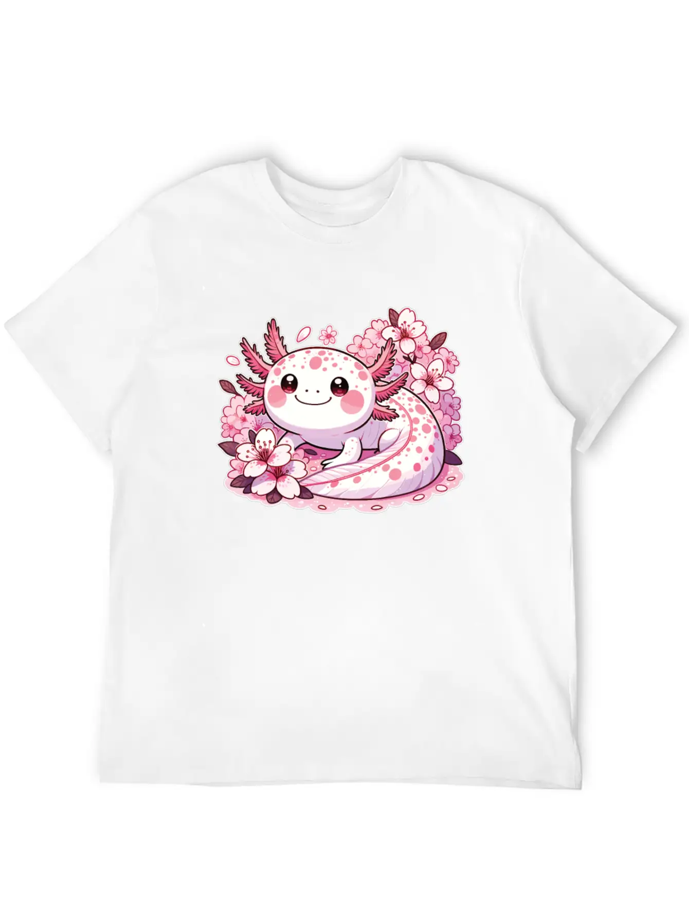 Spring Axolotl With Cherry Blossoms Sweet Spring Timeless Short Sleeve Tee – Comfy And Minimalist Design