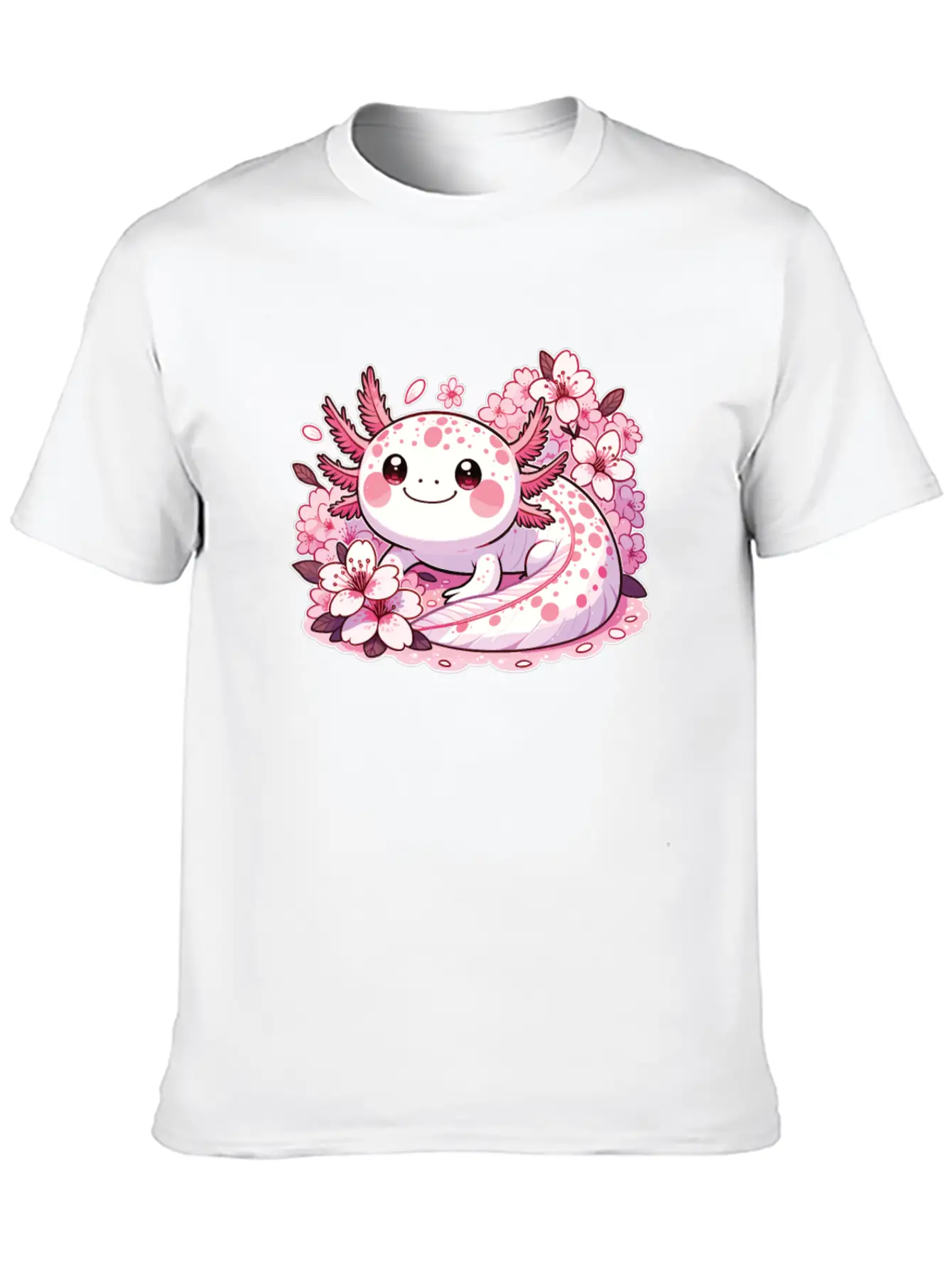 Spring Axolotl With Cherry Blossoms Sweet Spring Timeless Short Sleeve Tee – Comfy And Minimalist Design