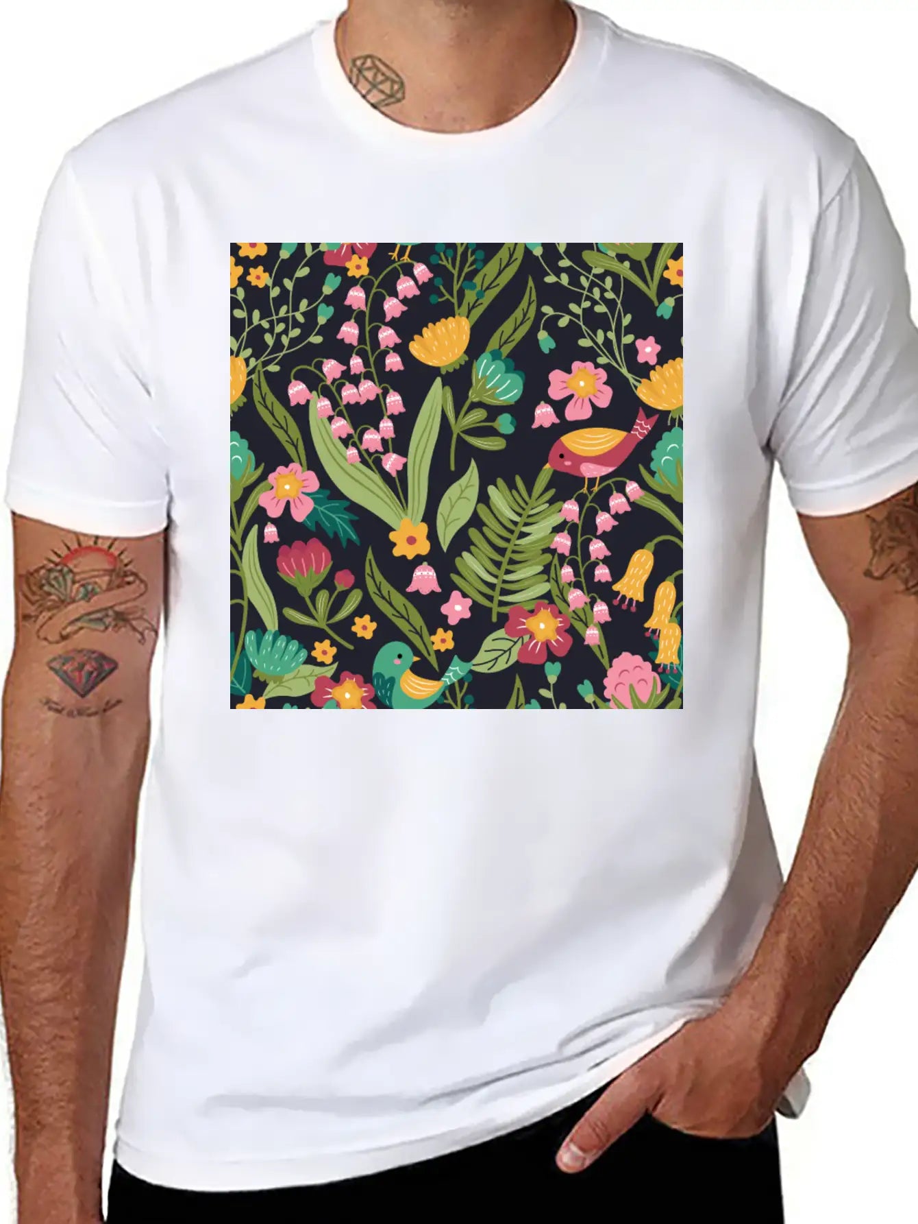 Spring Garden Patterns Stylish Everyday T-Shirt – Unisex Basic Cotton Tee