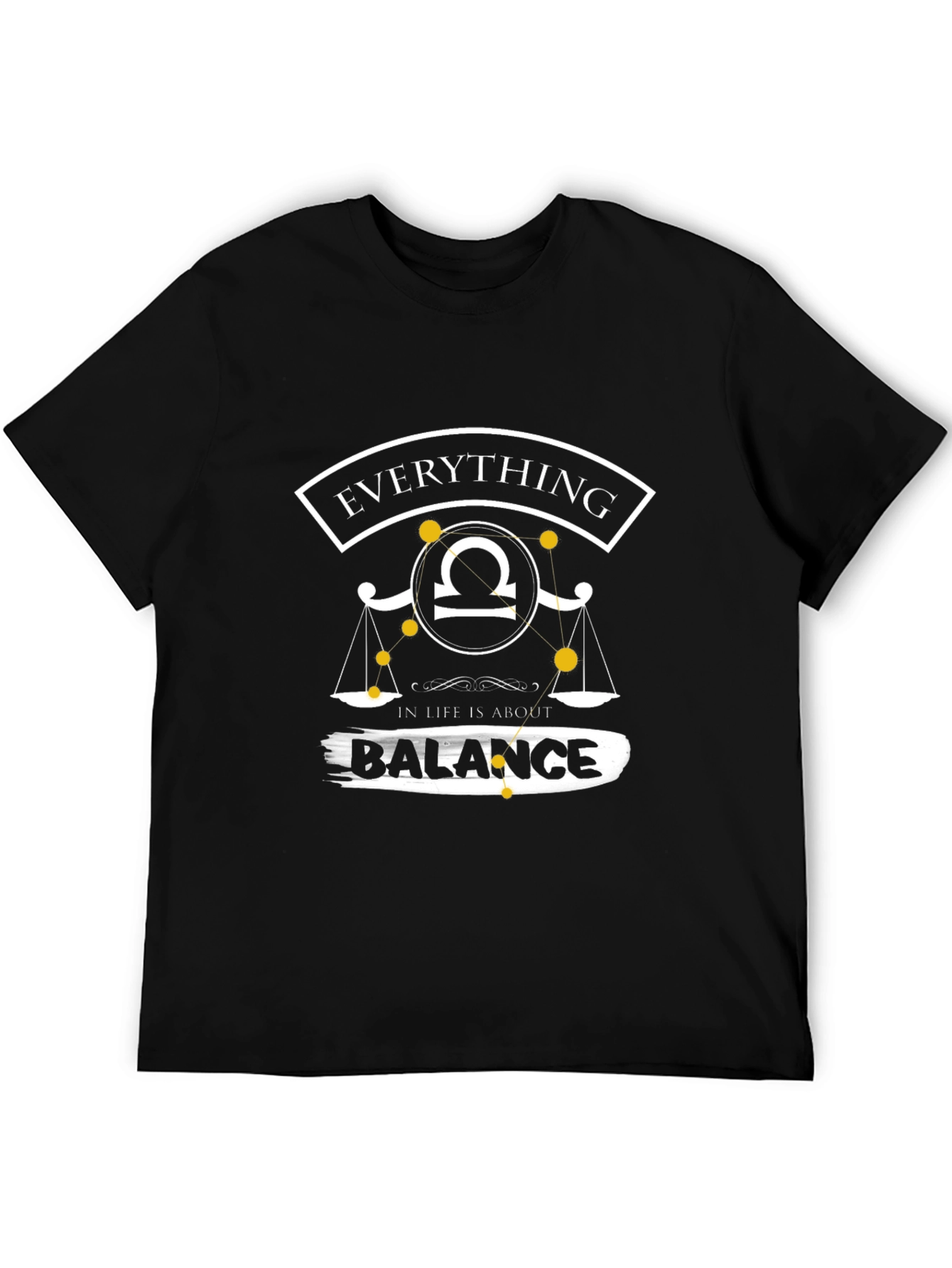 Libra Balance Zodiac Graphic Tee - Black Cotton Blend