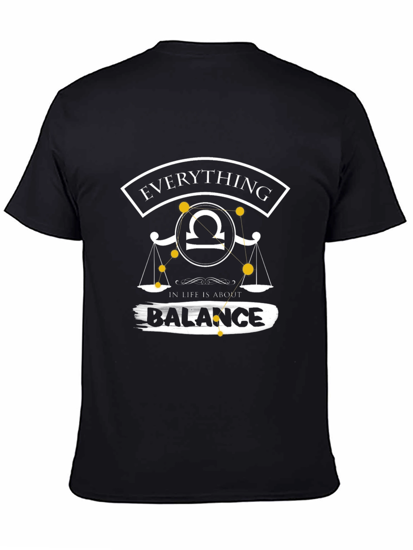 Libra Balance Zodiac Graphic Tee - Black Cotton Blend