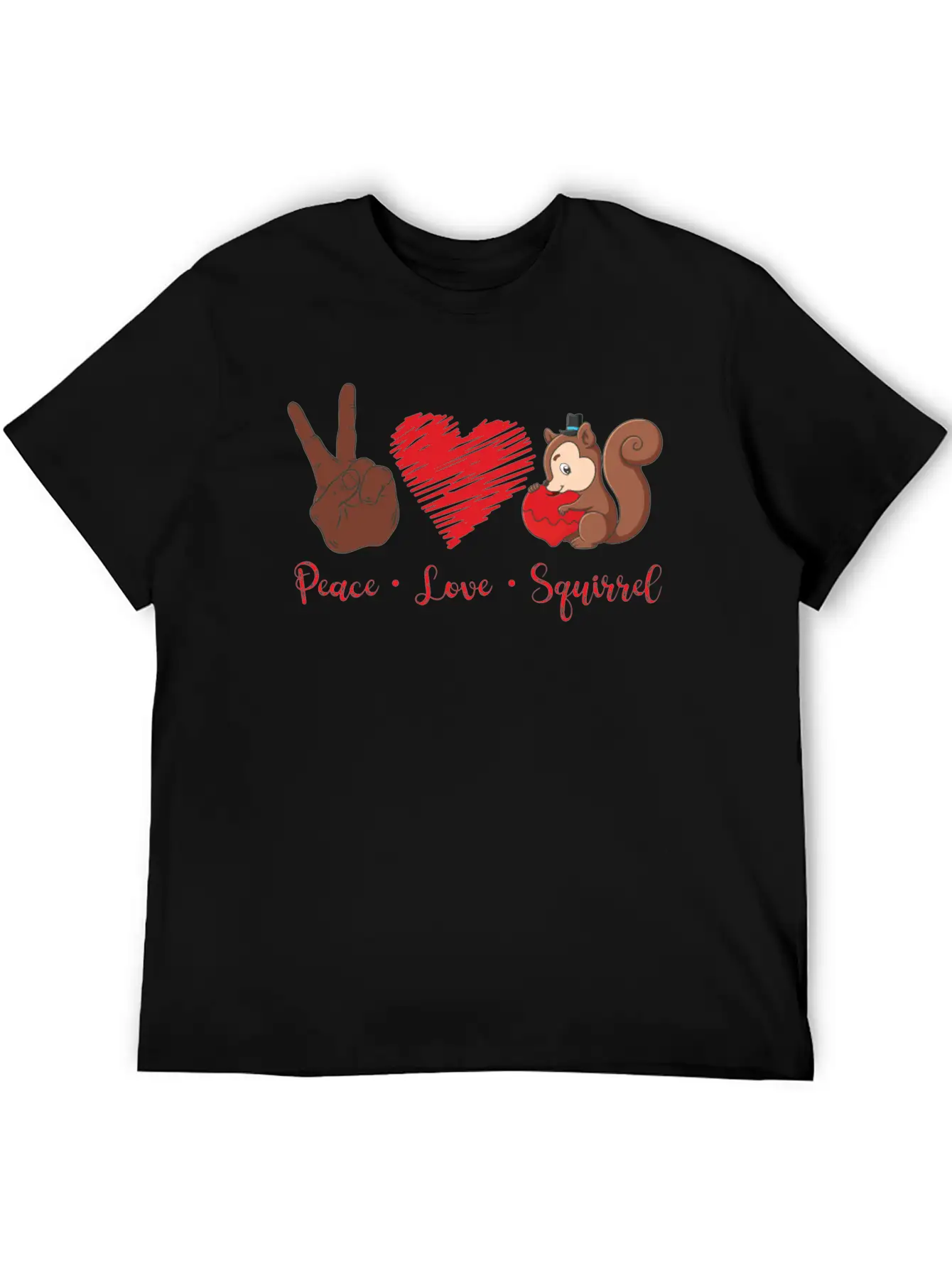Squirrel Acorn Peace Love Squirrel Stylish Everyday T-Shirt – Unisex Basic Cotton Tee