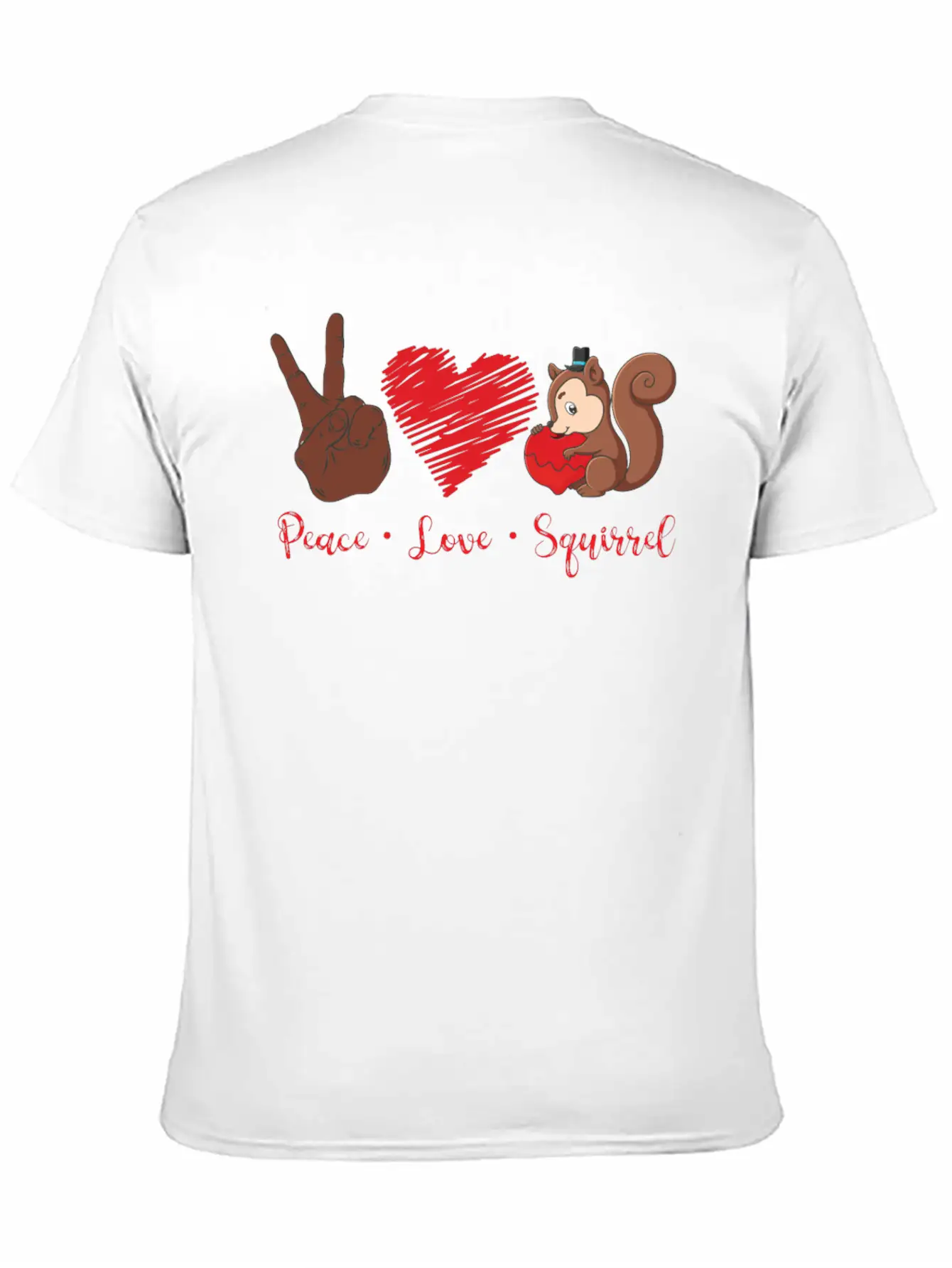 Squirrel Acorn Peace Love Squirrel Stylish Everyday T-Shirt – Unisex Basic Cotton Tee