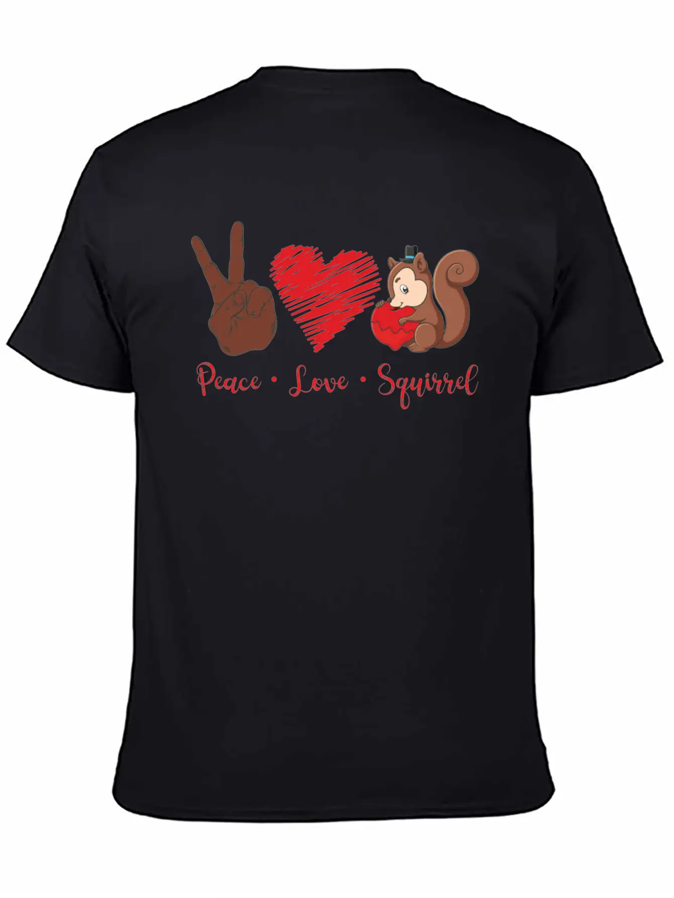 Squirrel Acorn Peace Love Squirrel Stylish Everyday T-Shirt – Unisex Basic Cotton Tee