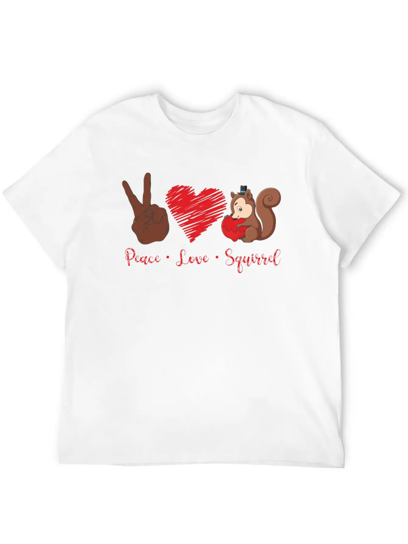 Squirrel Acorn Peace Love Squirrel Stylish Everyday T-Shirt – Unisex Basic Cotton Tee