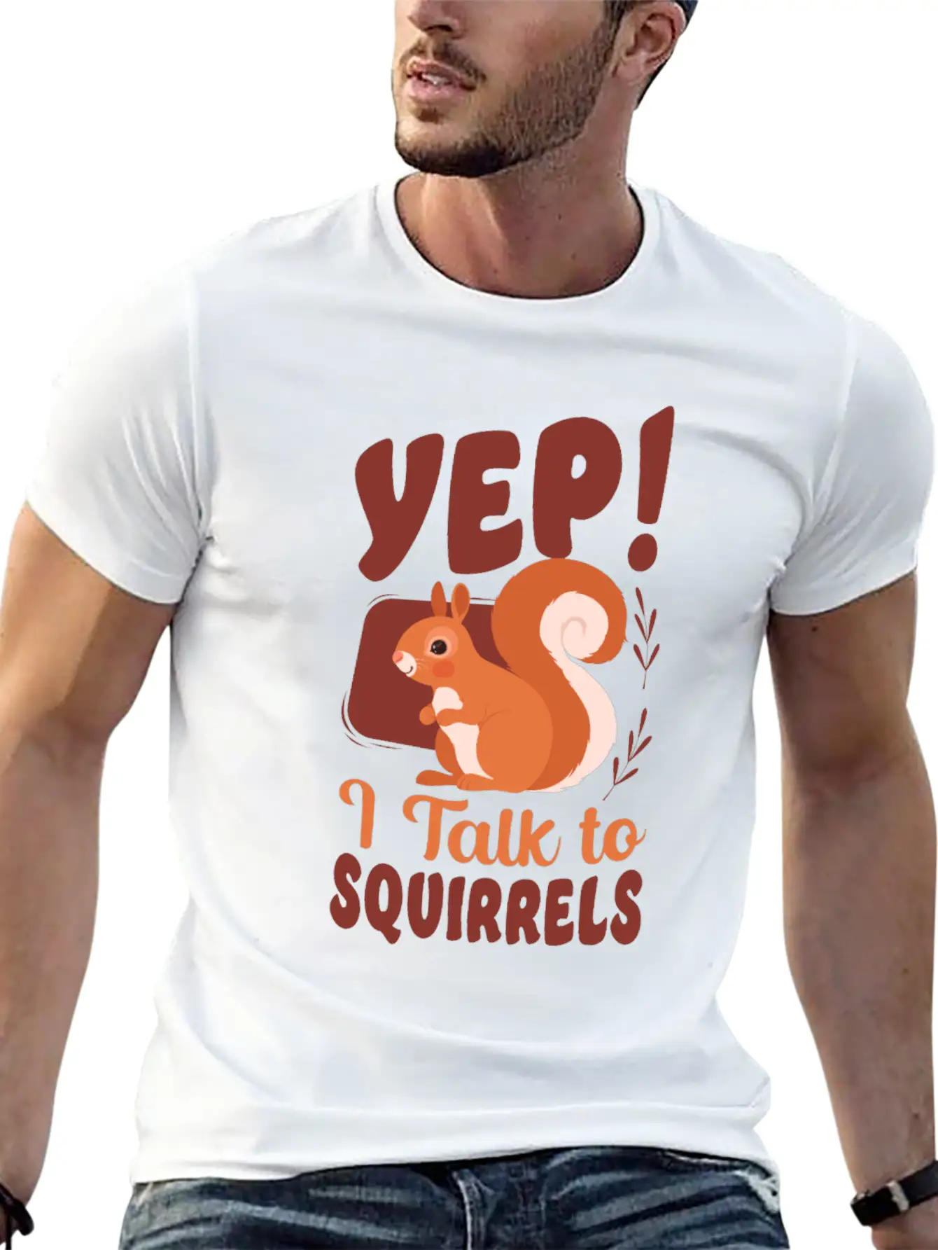 Squirrel Acorn Yep, I Talk To Comfortable Minimalist Graphic Tee – Summer Style Essential
