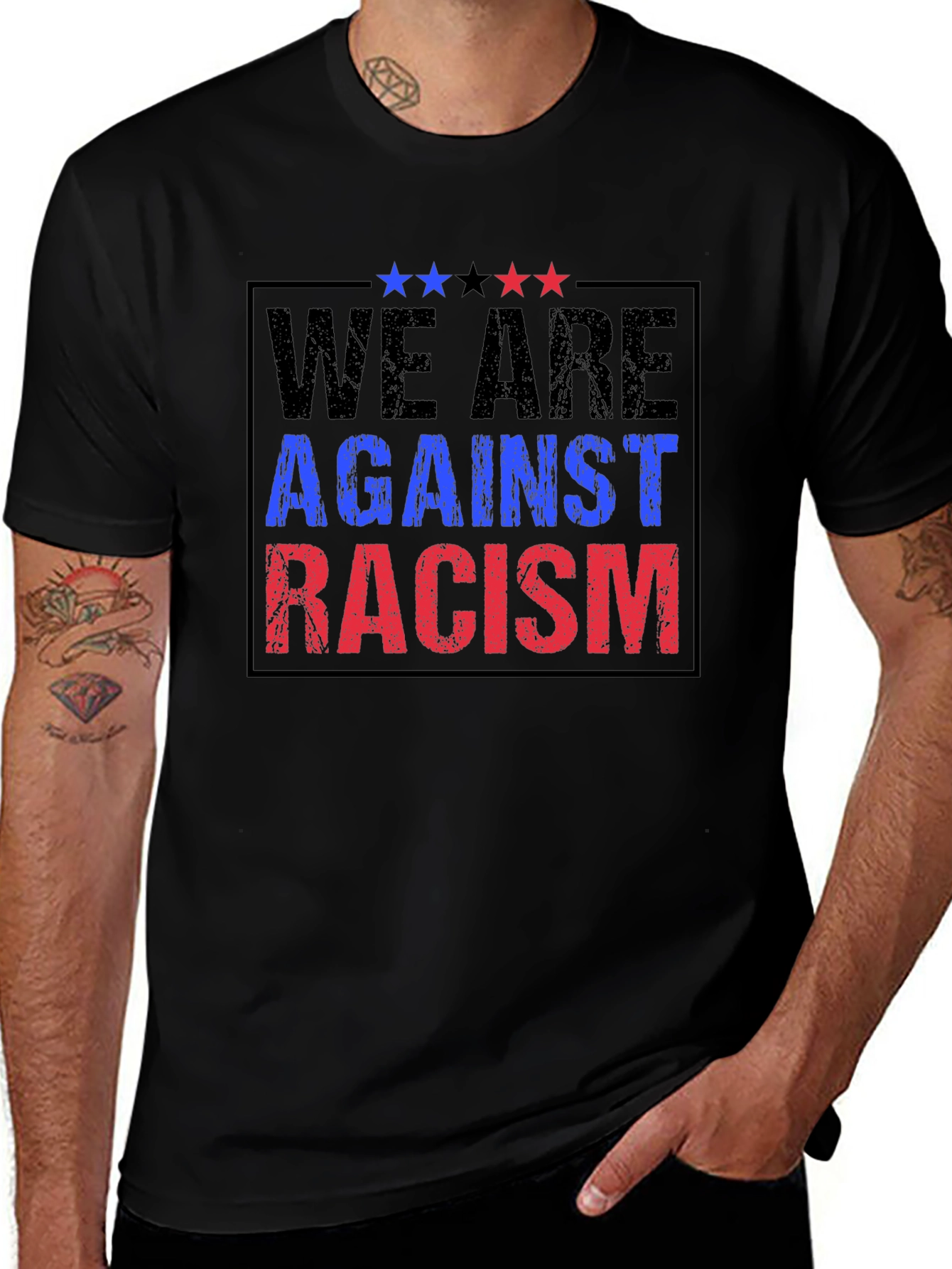 We Are Against Racism Graphic T-Shirt