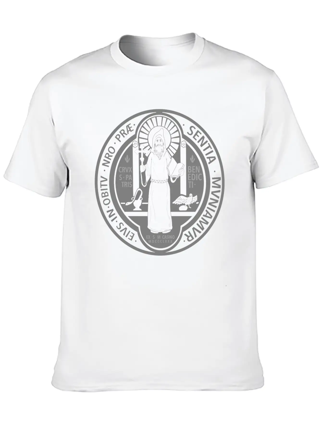 St. Benedict Medal Comfortable Minimalist Graphic Tee – Summer Style Essential