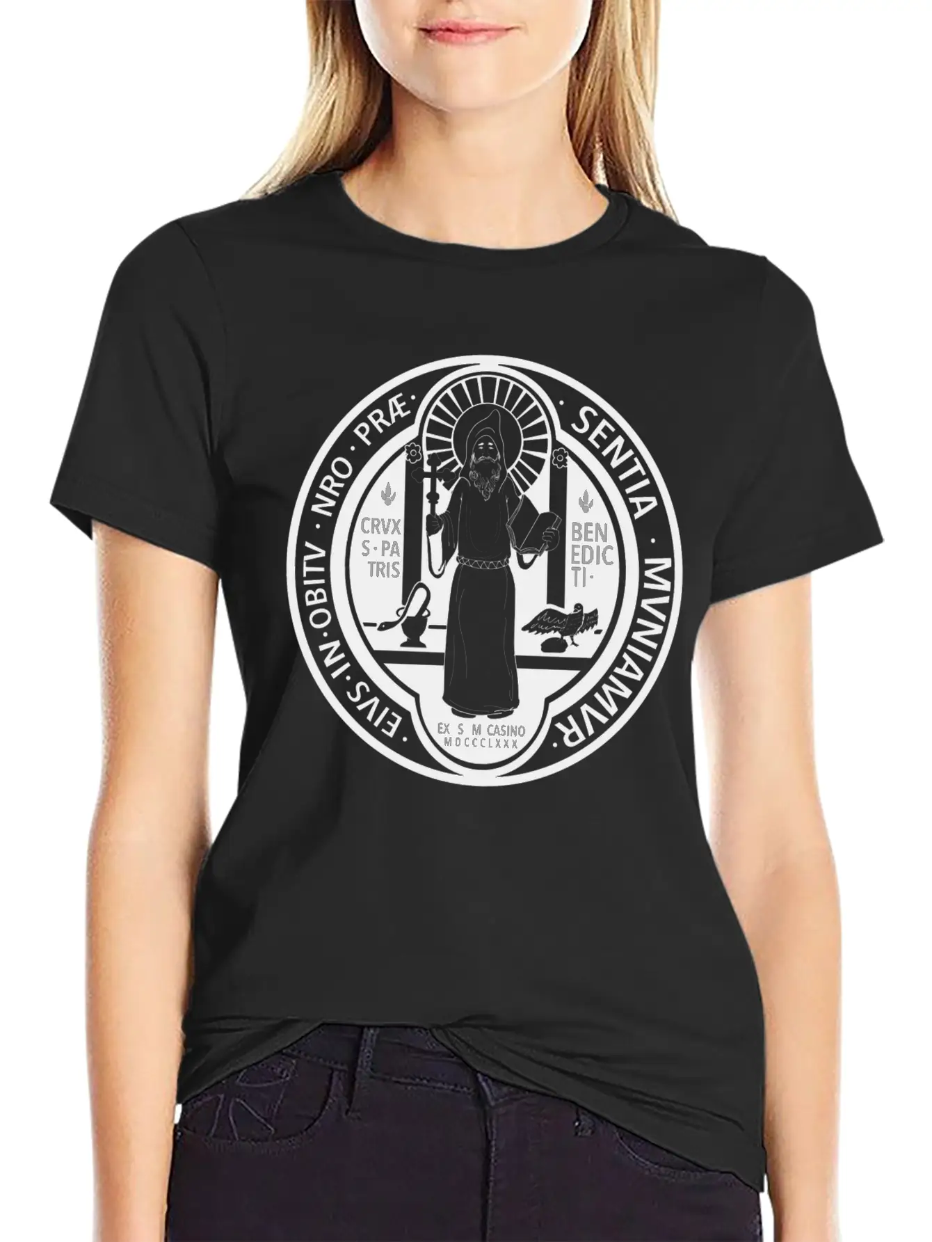 St. Benedict Medal Comfortable Minimalist Graphic Tee – Summer Style Essential