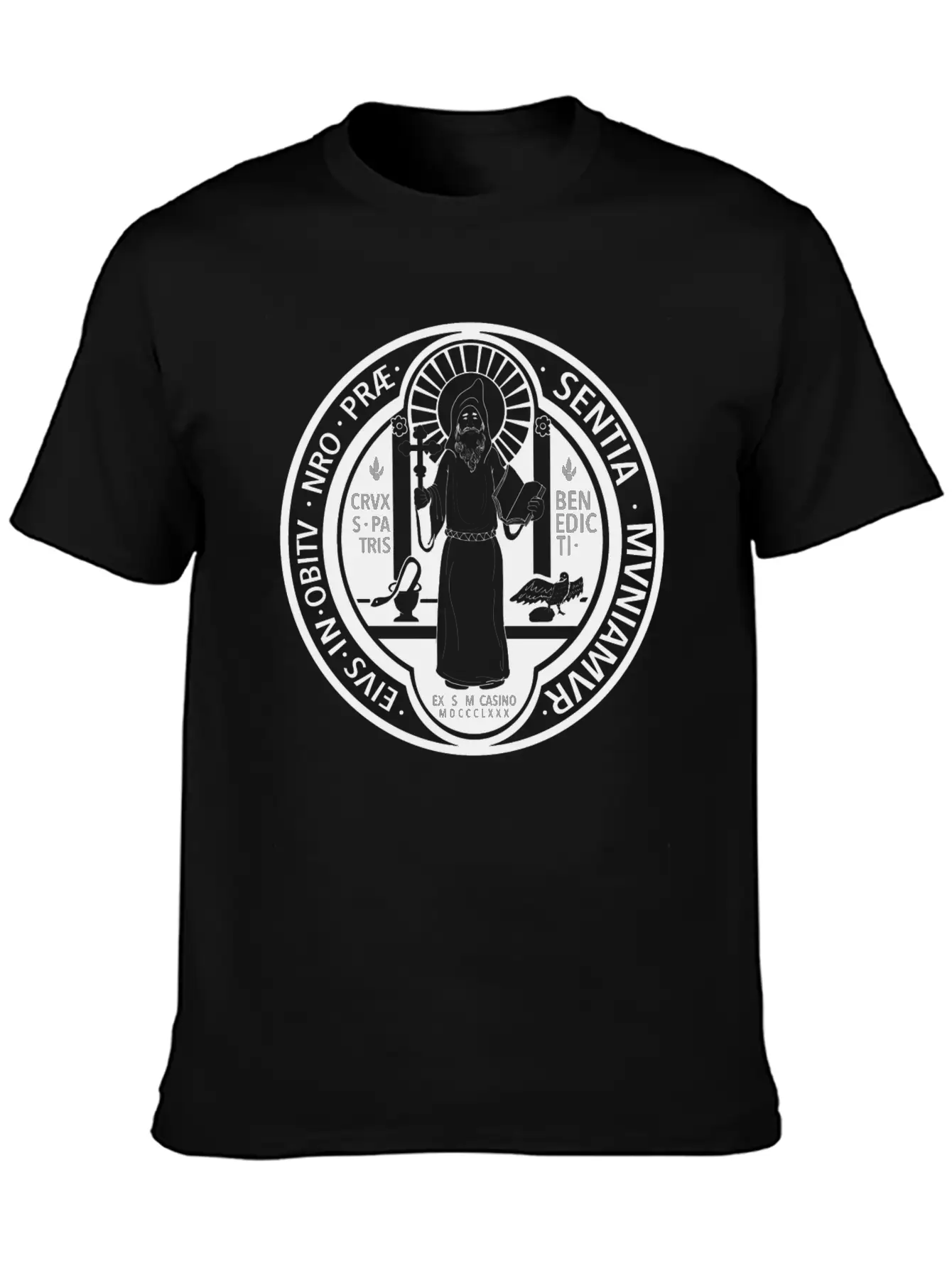 St. Benedict Medal Comfortable Minimalist Graphic Tee – Summer Style Essential