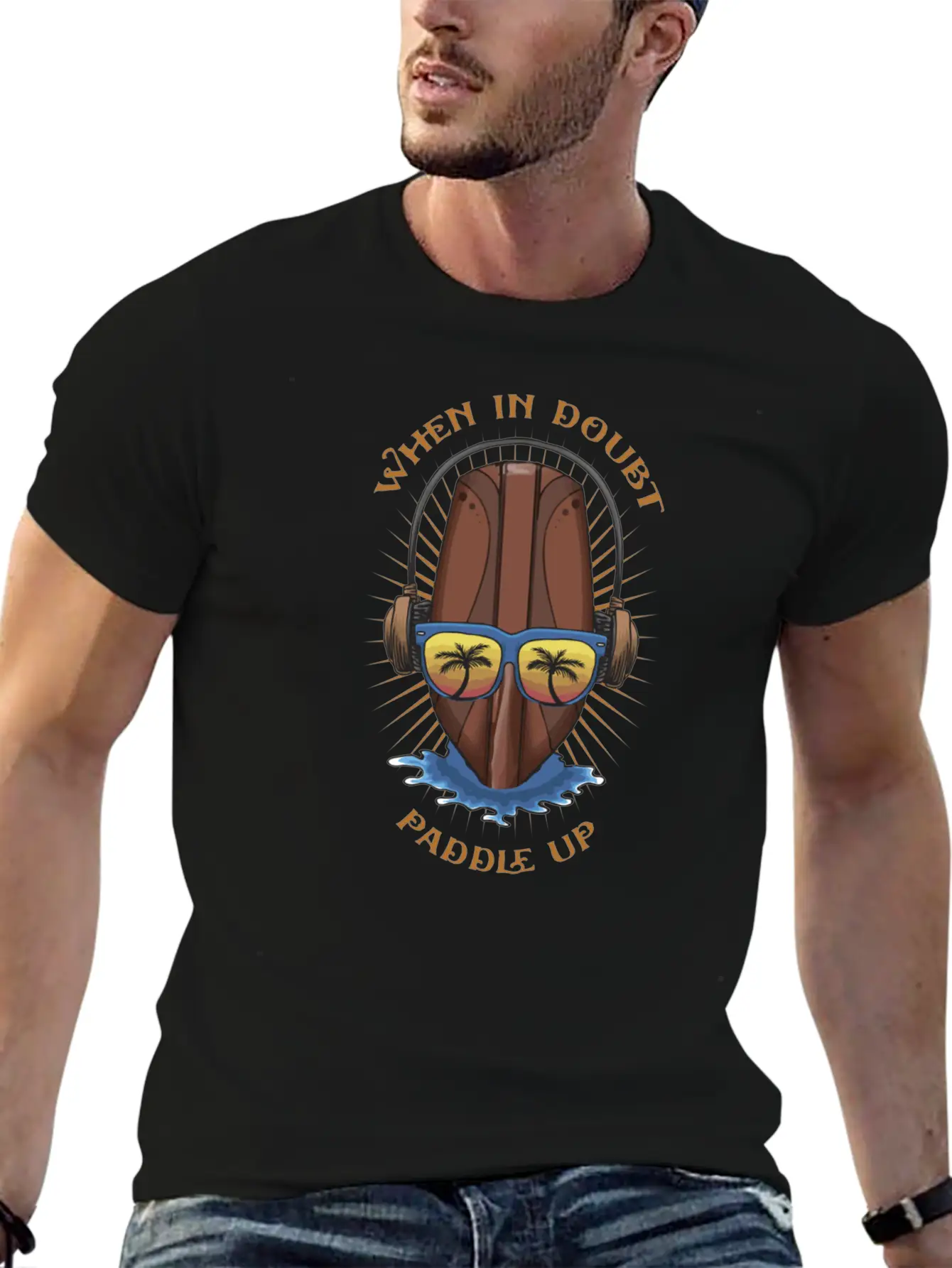 Stand Up Paddle Cartoon Art Basic Graphic T-Shirt – Daily Comfort In Soft Cotton