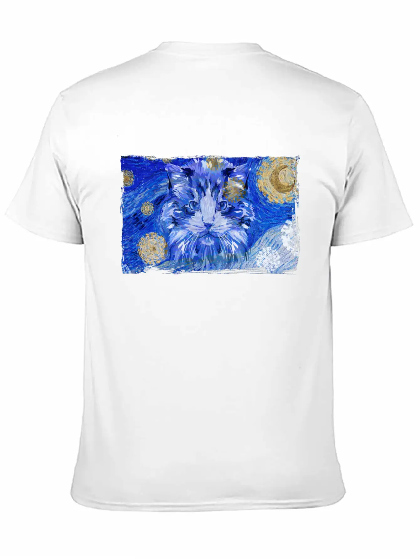 Starry Night Cat Basic Graphic T-Shirt – Daily Comfort In Soft Cotton