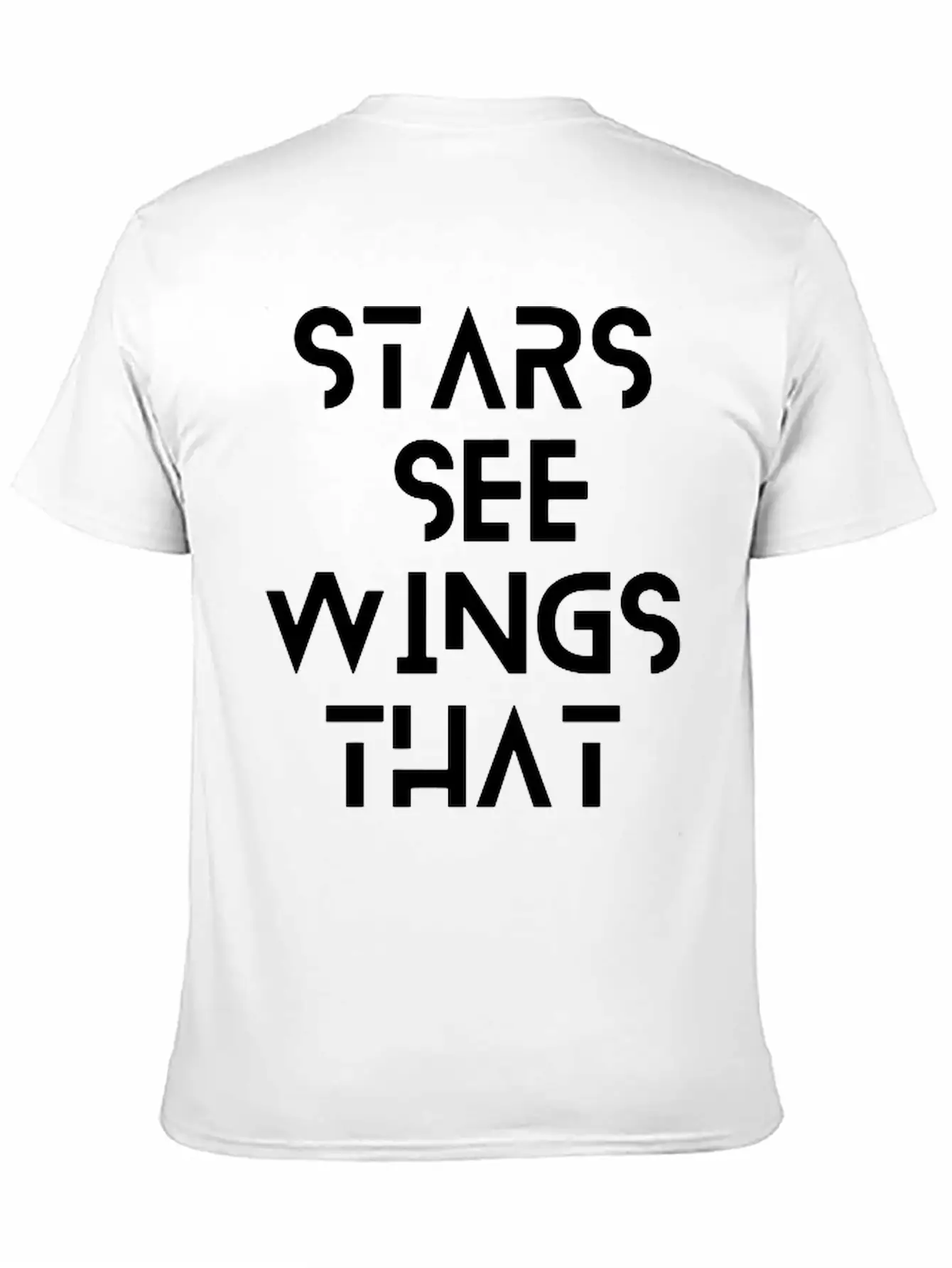 Stars See Wings—white On Black. Unisex Short Sleeve Soft Cotton T-Shirt – Casual Everyday Wear