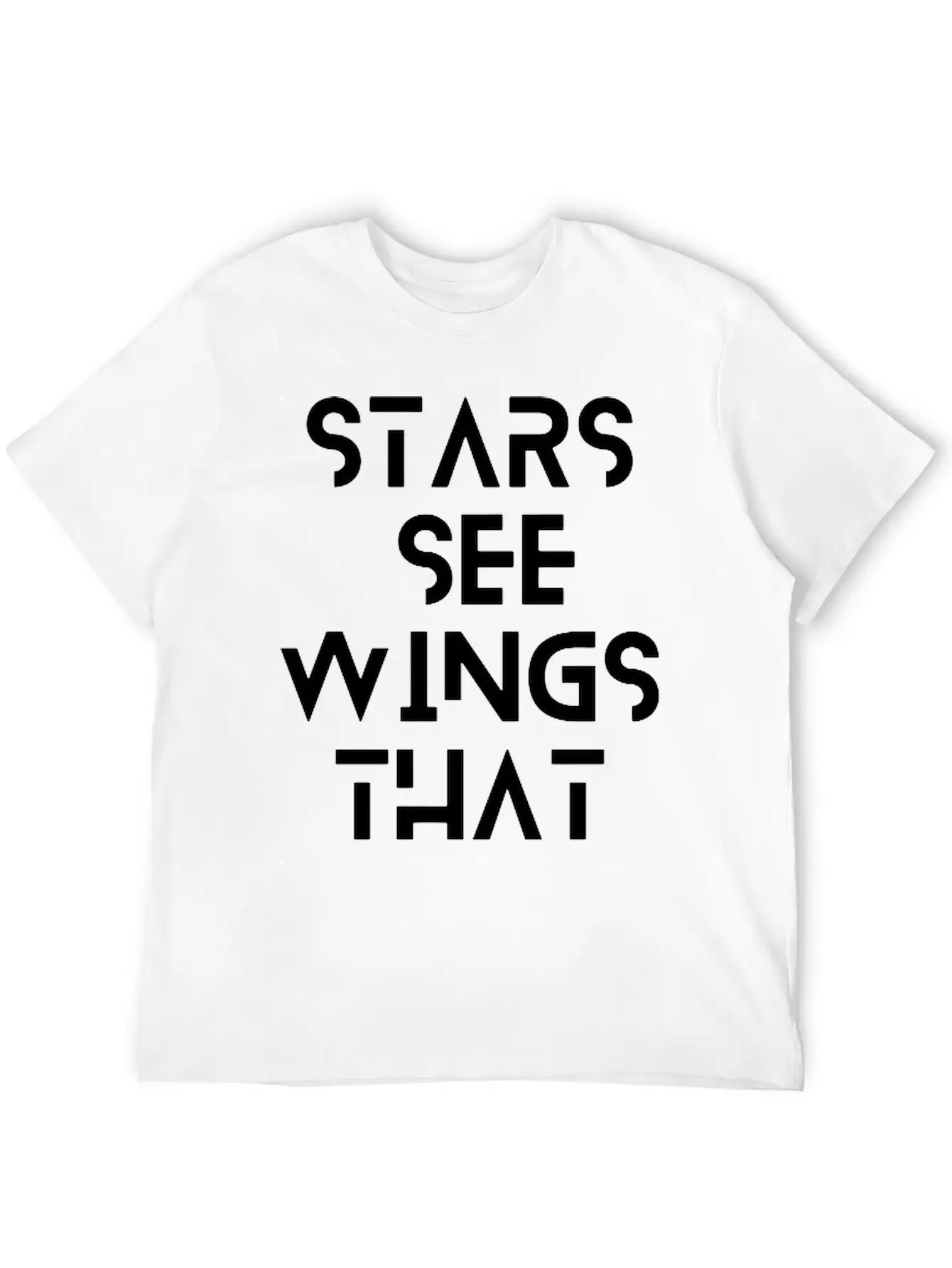 Stars See Wings—white On Black. Unisex Short Sleeve Soft Cotton T-Shirt – Casual Everyday Wear