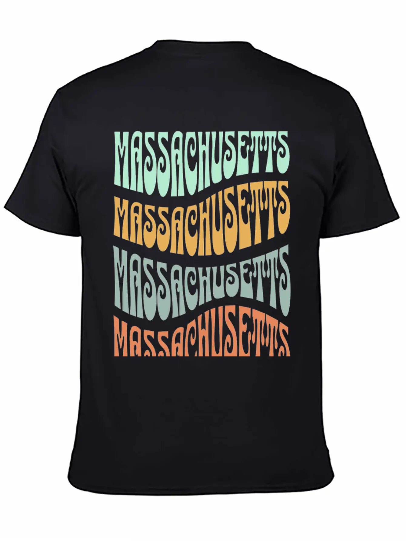 State Of Massachusetts Retro Aesthetic Groovy Font Stylish Everyday T-Shirt – Unisex Basic Cotton Tee