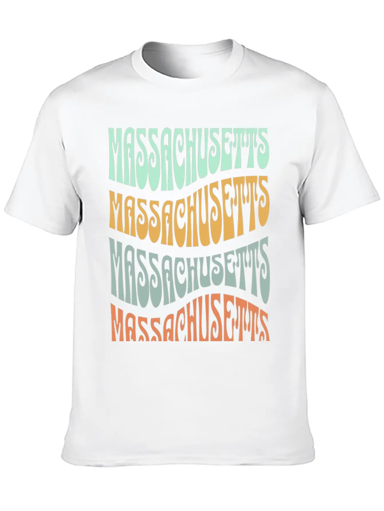 State Of Massachusetts Retro Aesthetic Groovy Font Stylish Everyday T-Shirt – Unisex Basic Cotton Tee