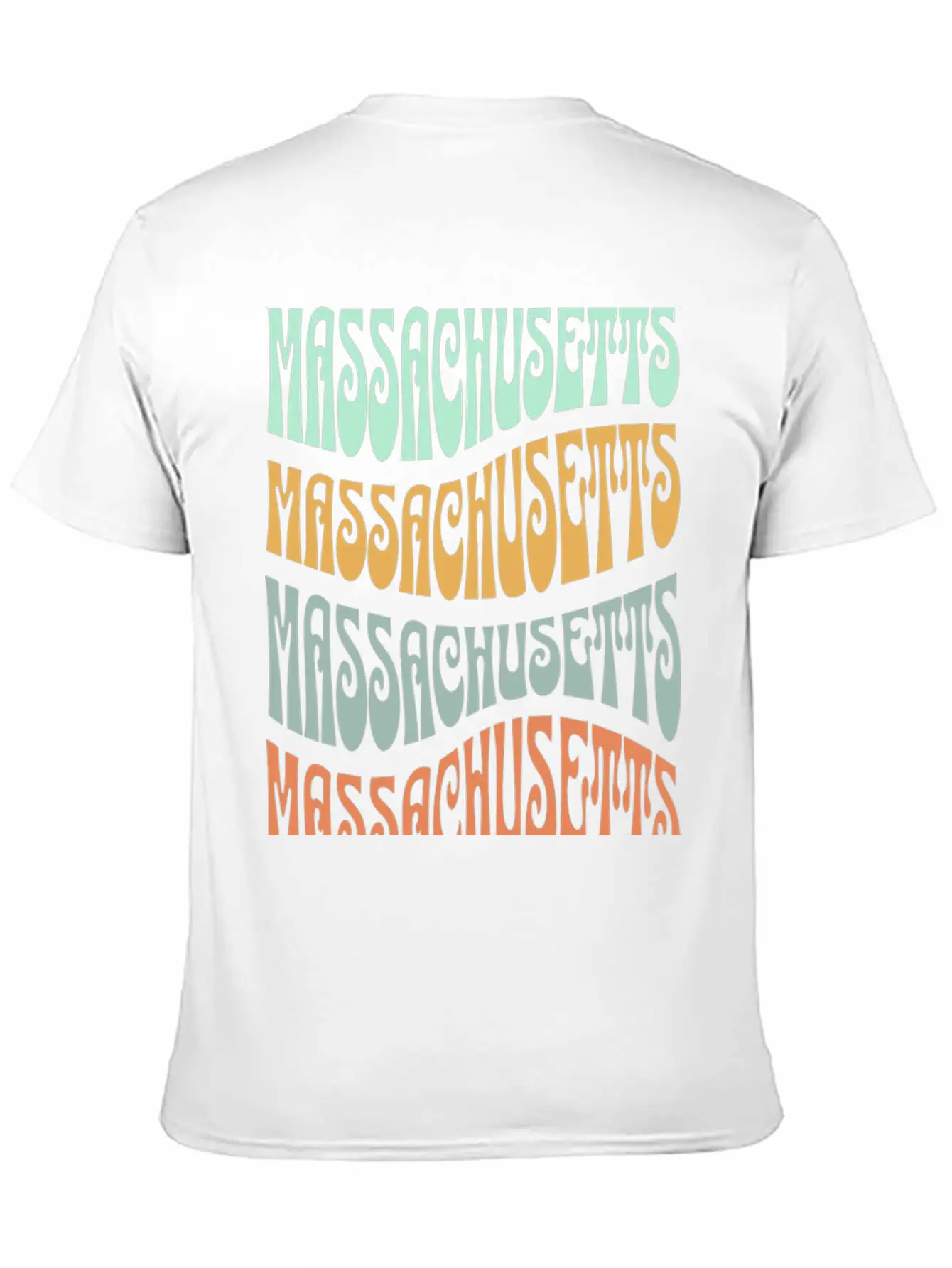 State Of Massachusetts Retro Aesthetic Groovy Font Stylish Everyday T-Shirt – Unisex Basic Cotton Tee