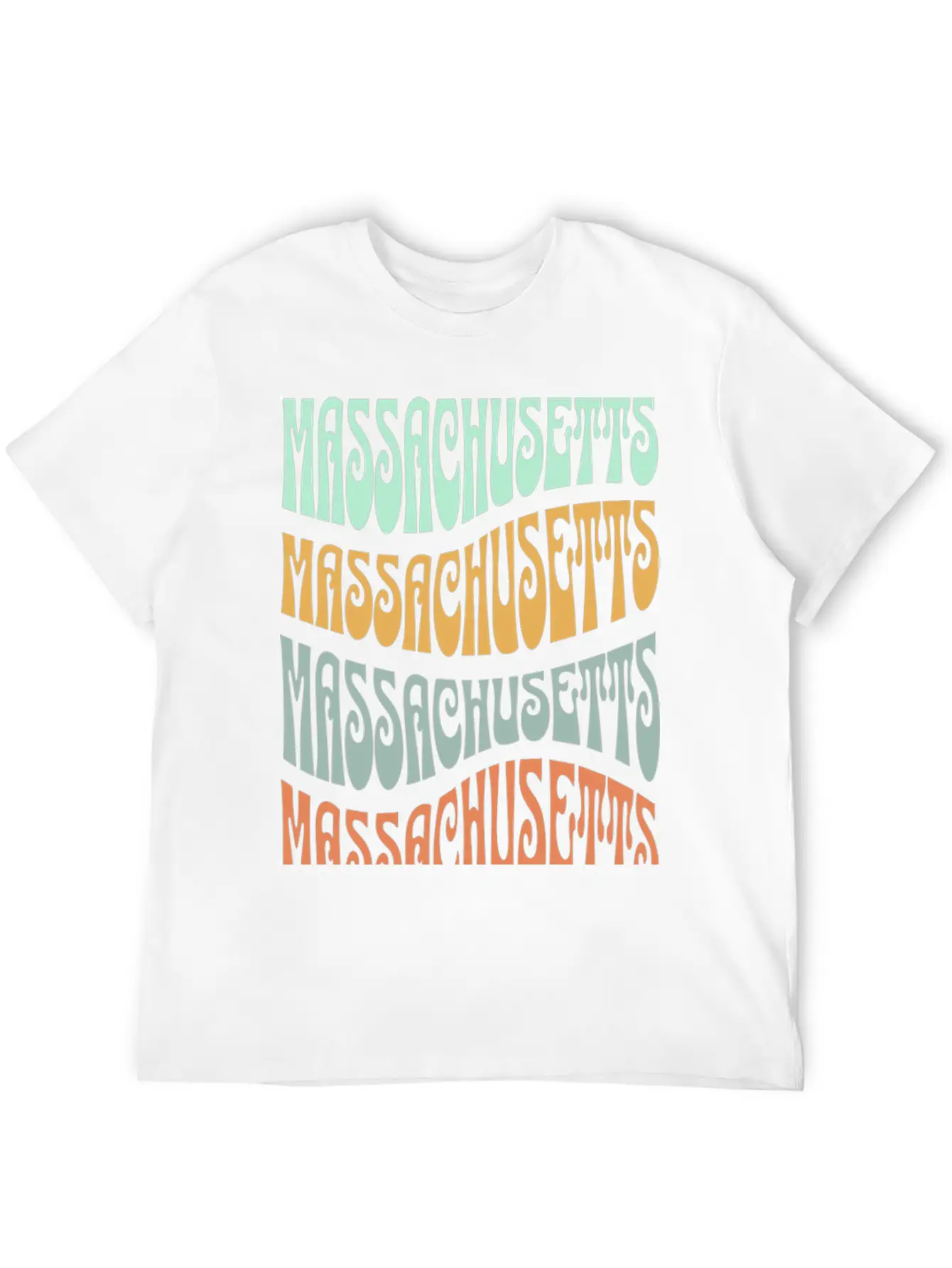State Of Massachusetts Retro Aesthetic Groovy Font Stylish Everyday T-Shirt – Unisex Basic Cotton Tee