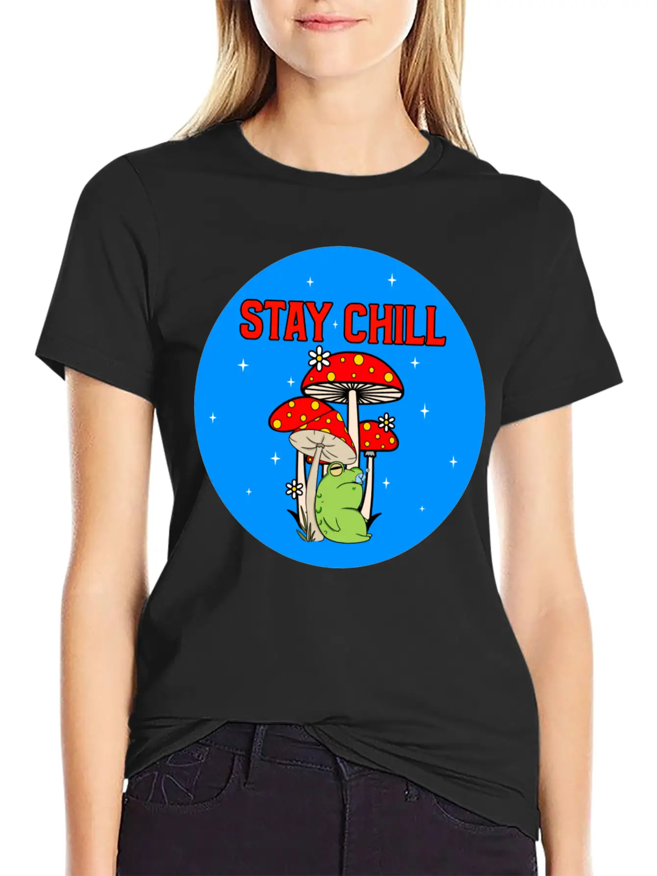 Stay Chill Cute Green Frog Stylish Everyday T-Shirt – Unisex Basic Cotton Tee