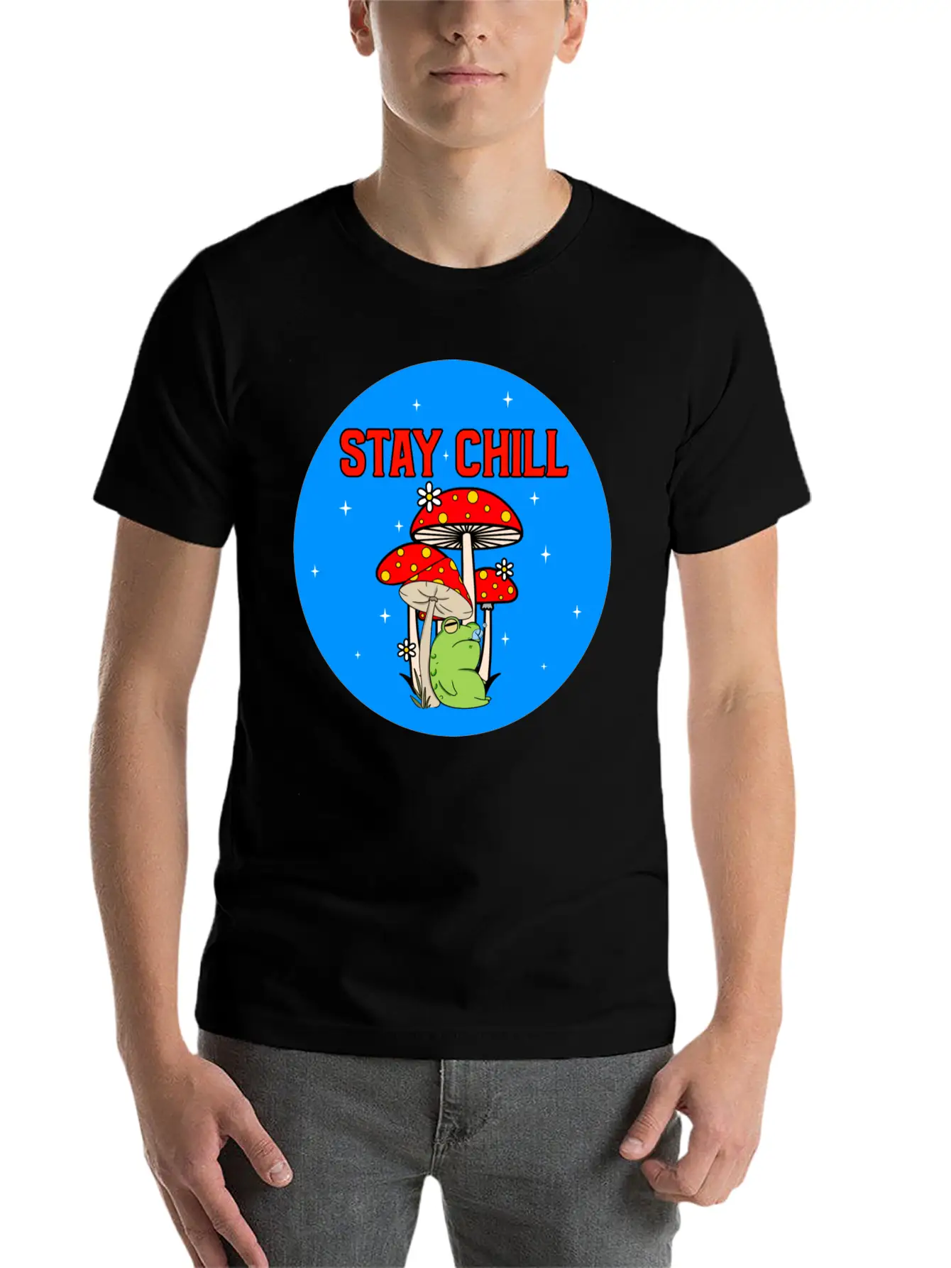 Stay Chill Cute Green Frog Stylish Everyday T-Shirt – Unisex Basic Cotton Tee