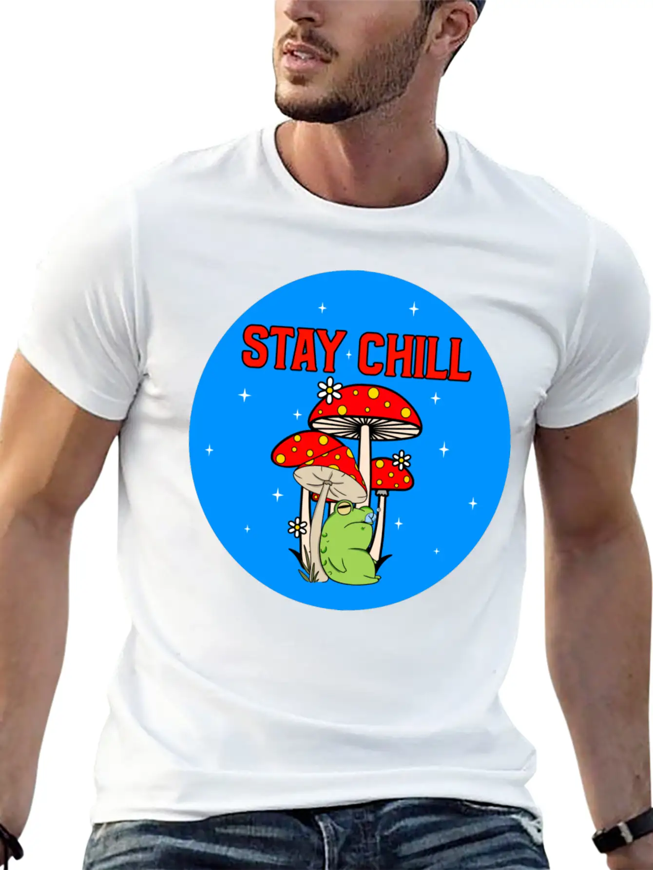 Stay Chill Cute Green Frog Stylish Everyday T-Shirt – Unisex Basic Cotton Tee