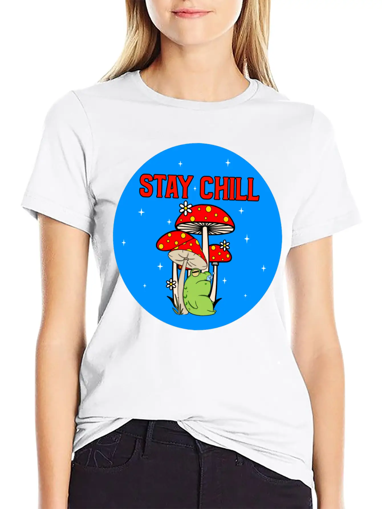 Stay Chill Cute Green Frog Stylish Everyday T-Shirt – Unisex Basic Cotton Tee
