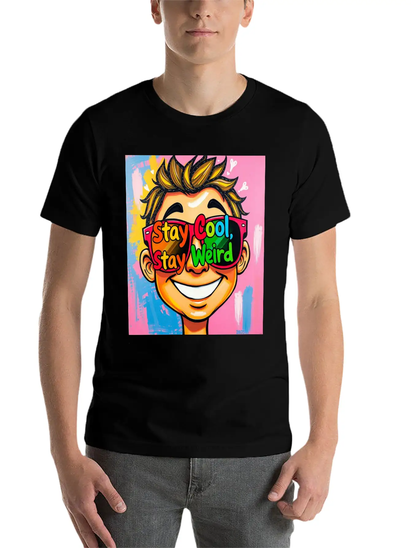 "Stay Cool, Stay Weird" Comfortable Minimalist Graphic Tee – Summer Style Essential