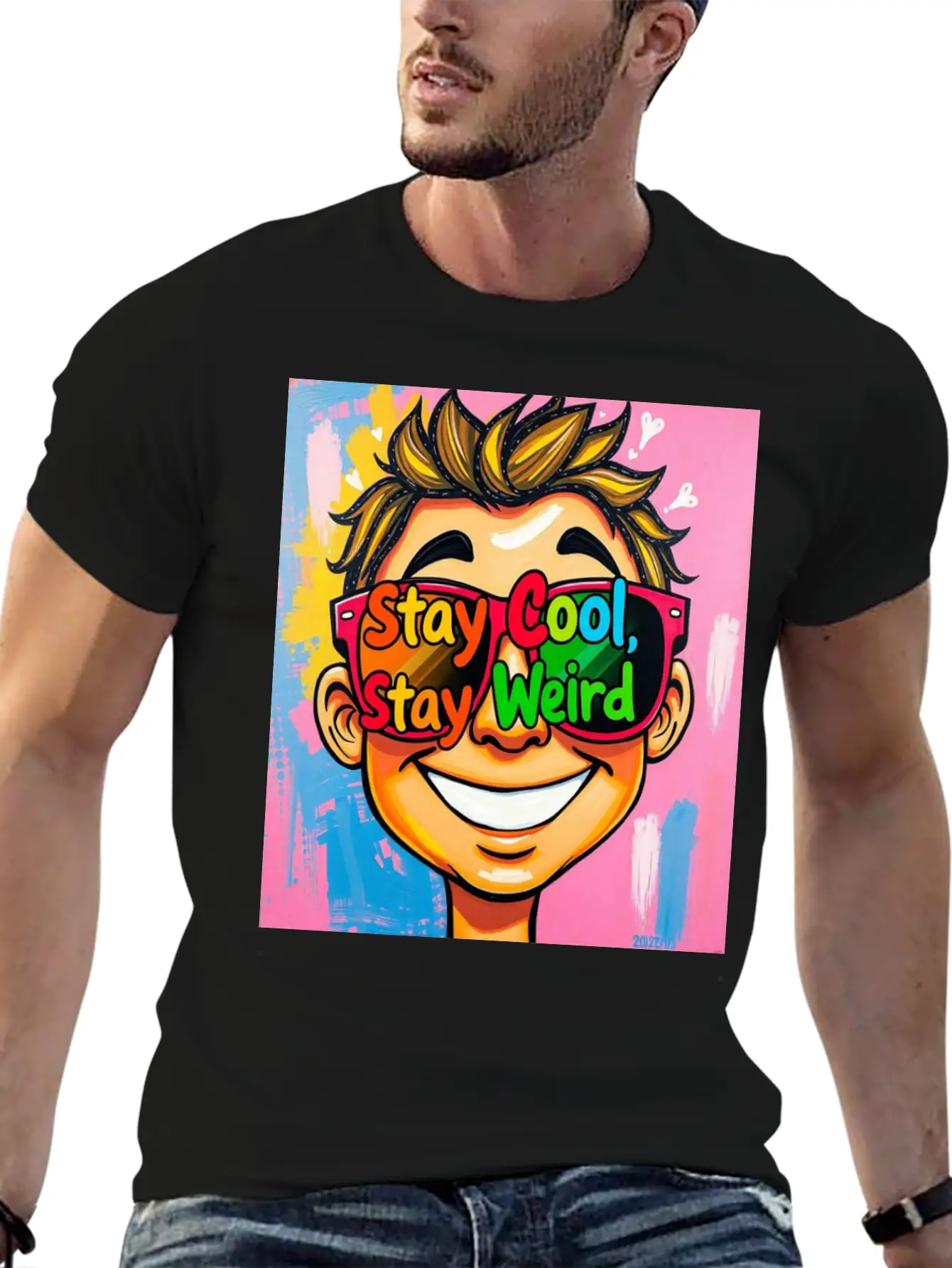 "Stay Cool, Stay Weird" Comfortable Minimalist Graphic Tee – Summer Style Essential