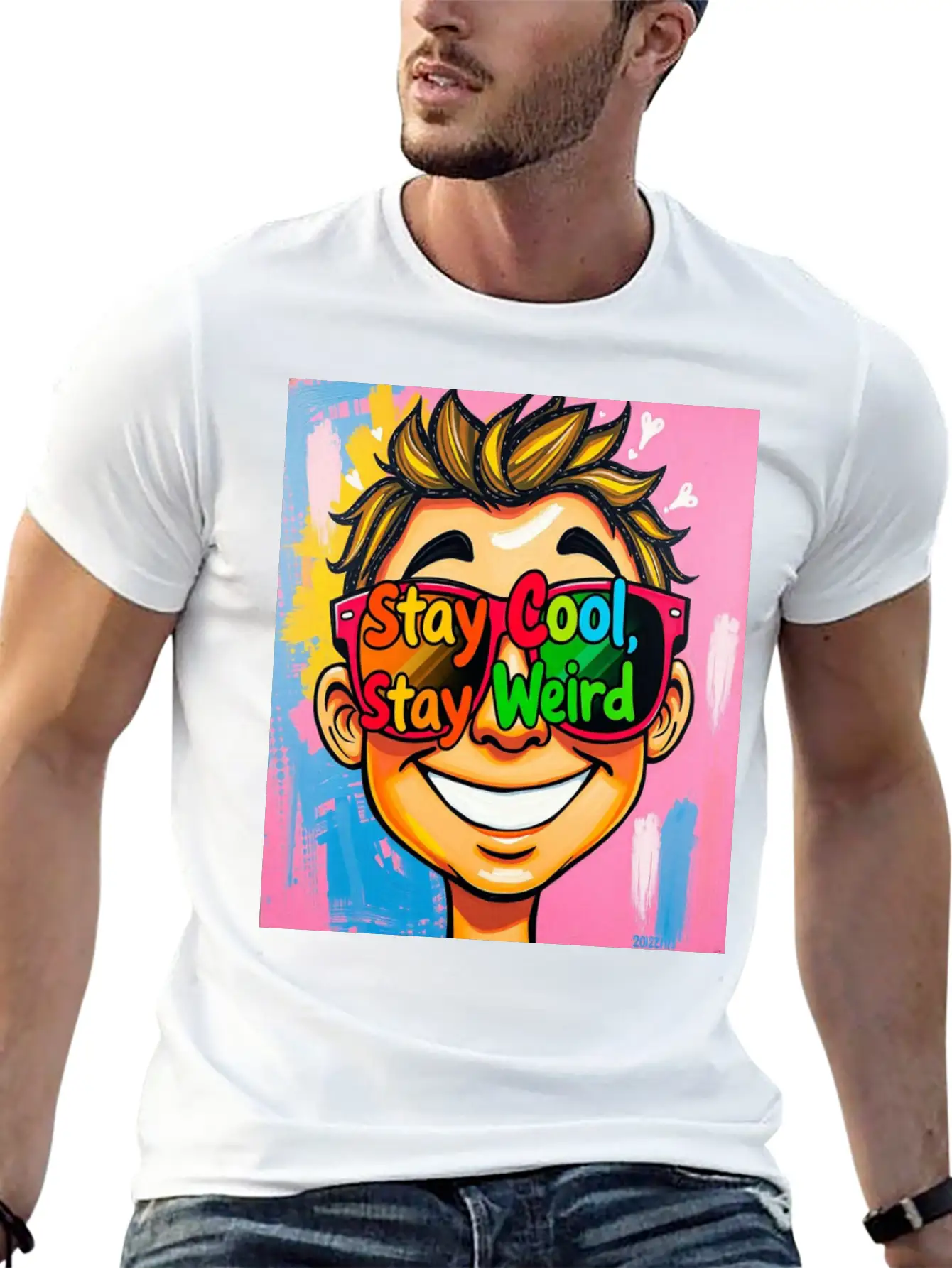 "Stay Cool, Stay Weird" Comfortable Minimalist Graphic Tee – Summer Style Essential