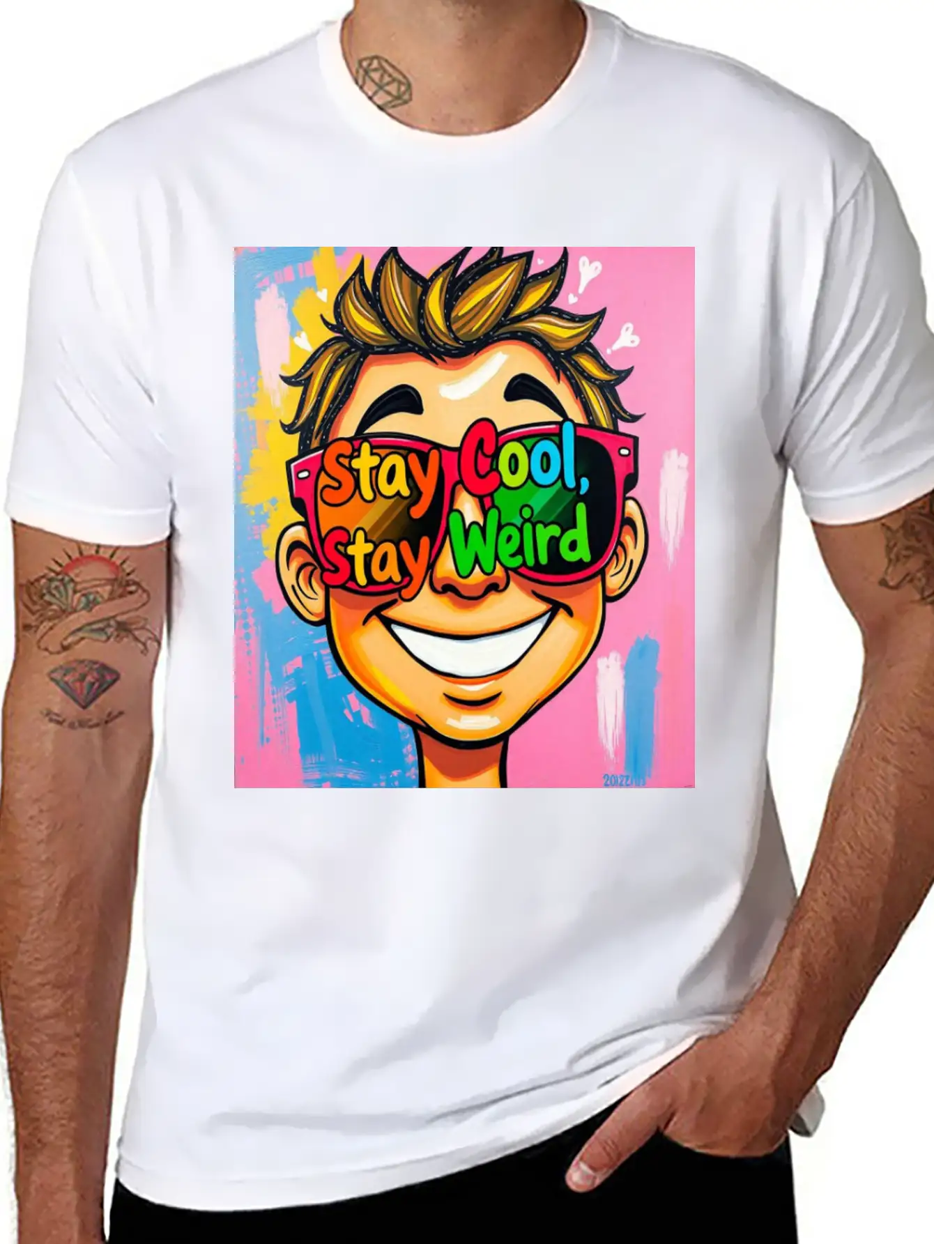 "Stay Cool, Stay Weird" Comfortable Minimalist Graphic Tee – Summer Style Essential