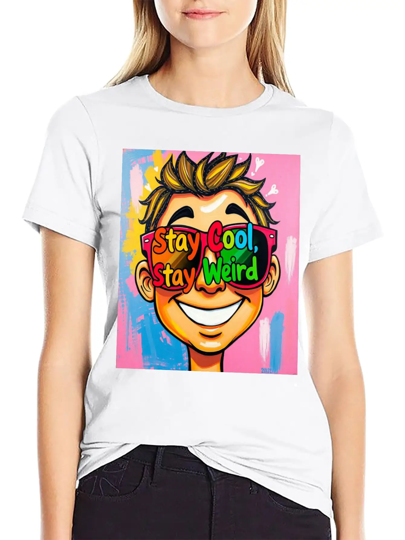 "Stay Cool, Stay Weird" Comfortable Minimalist Graphic Tee – Summer Style Essential
