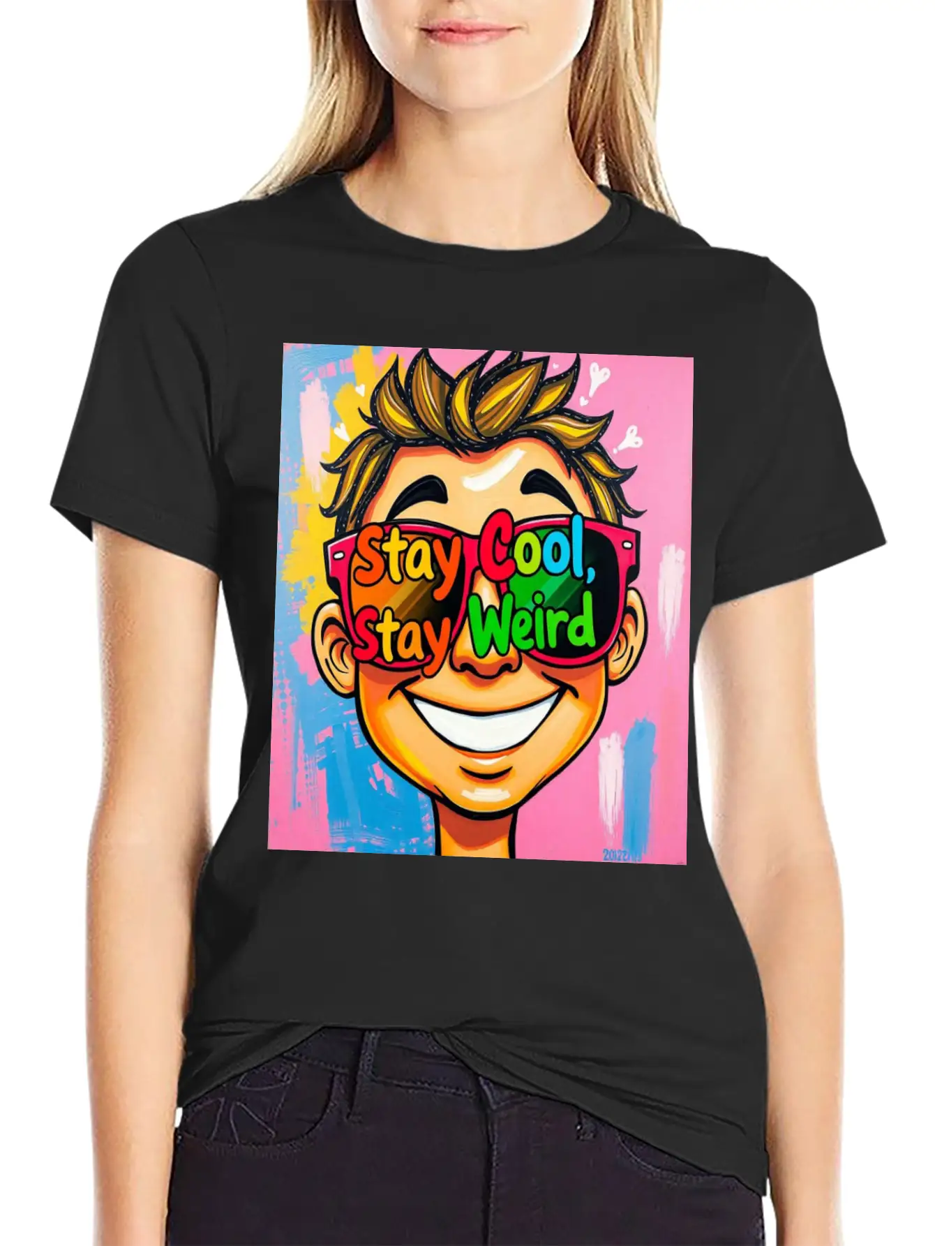 "Stay Cool, Stay Weird" Comfortable Minimalist Graphic Tee – Summer Style Essential