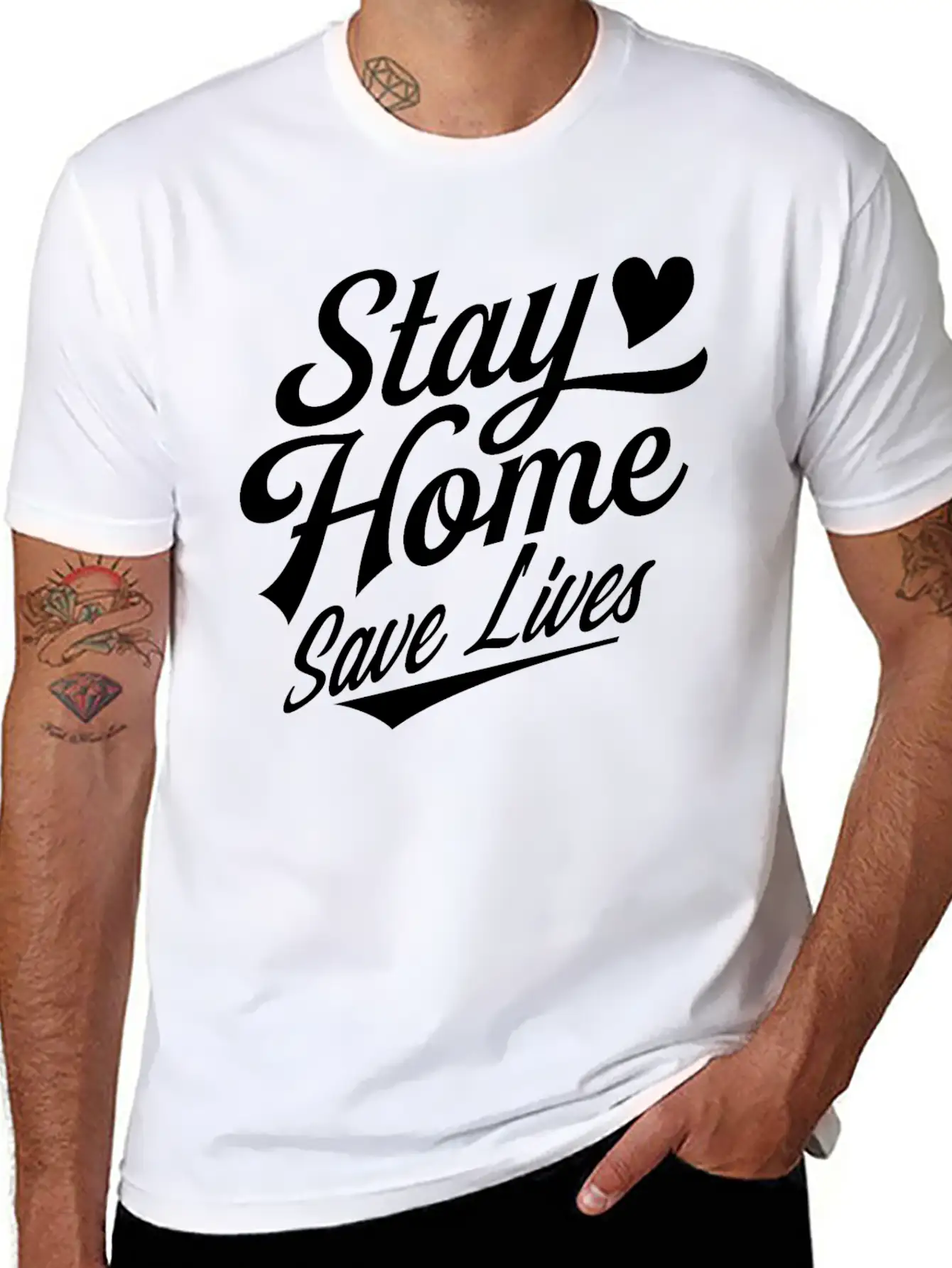 Stay Home Save Lives Quarantine Coronavirus Unisex Short Sleeve Soft Cotton T-Shirt – Casual Everyday Wear
