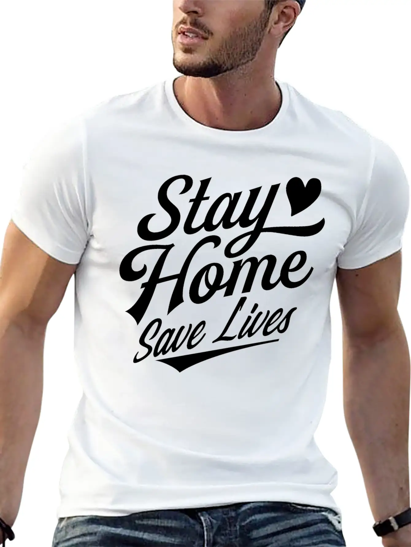 Stay Home Save Lives Quarantine Coronavirus Unisex Short Sleeve Soft Cotton T-Shirt – Casual Everyday Wear