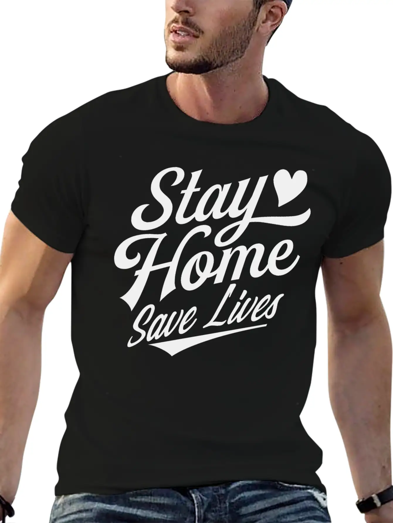 Stay Home Save Lives Quarantine Coronavirus Unisex Short Sleeve Soft Cotton T-Shirt – Casual Everyday Wear