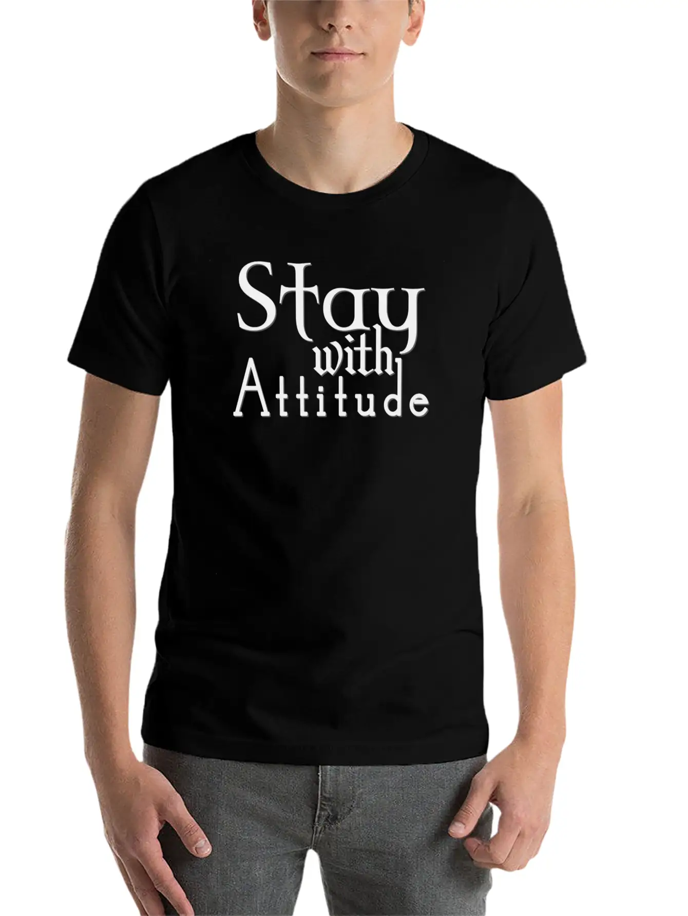 Stay With Attitude Comfortable Minimalist Graphic Tee – Summer Style Essential