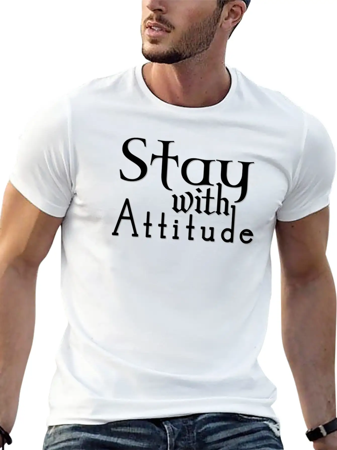 Stay With Attitude Comfortable Minimalist Graphic Tee – Summer Style Essential