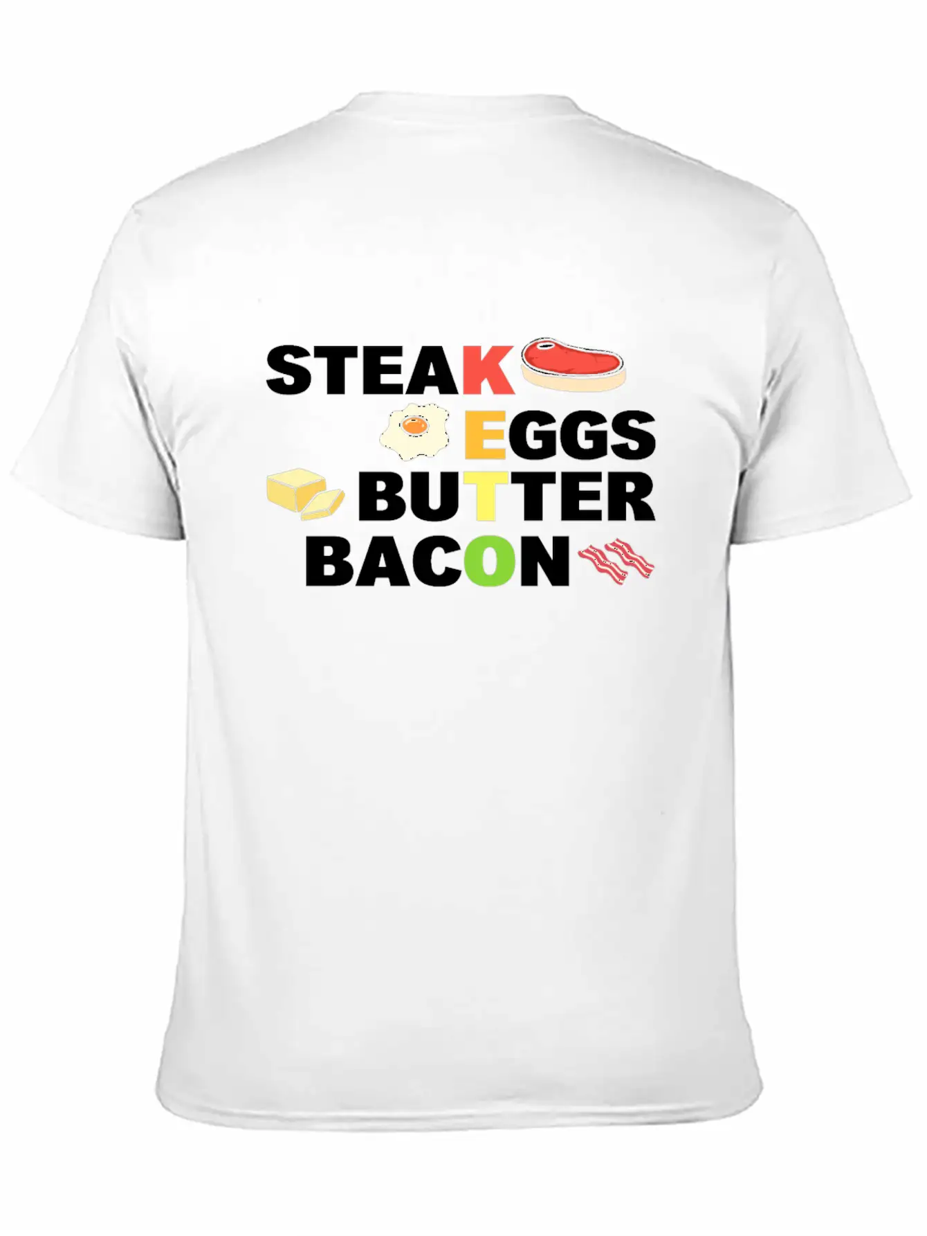 Steak Eggs Butter Bacon Keto Diet Unisex Short Sleeve Soft Cotton T-Shirt – Casual Everyday Wear