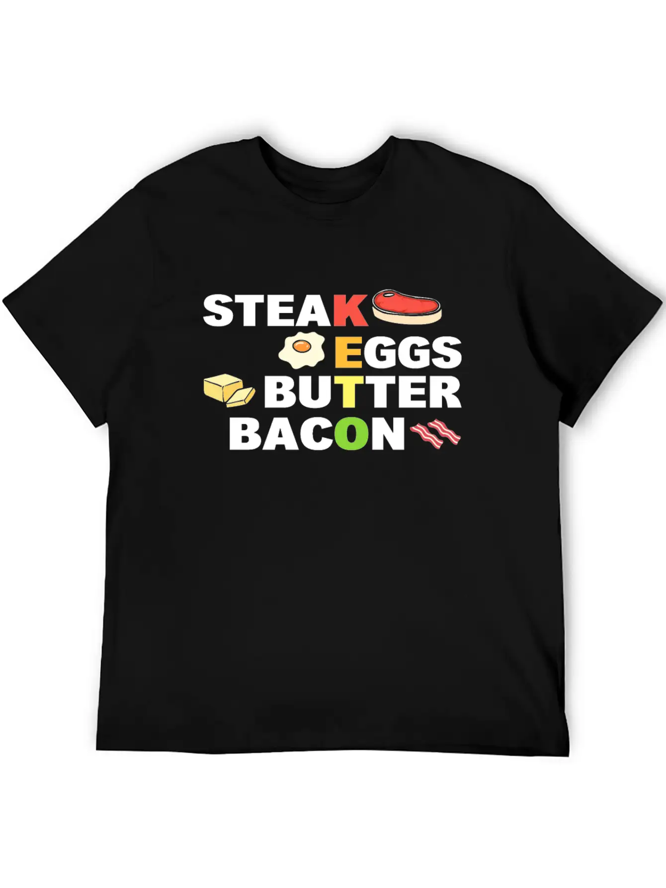 Steak Eggs Butter Bacon Keto Diet Unisex Short Sleeve Soft Cotton T-Shirt – Casual Everyday Wear