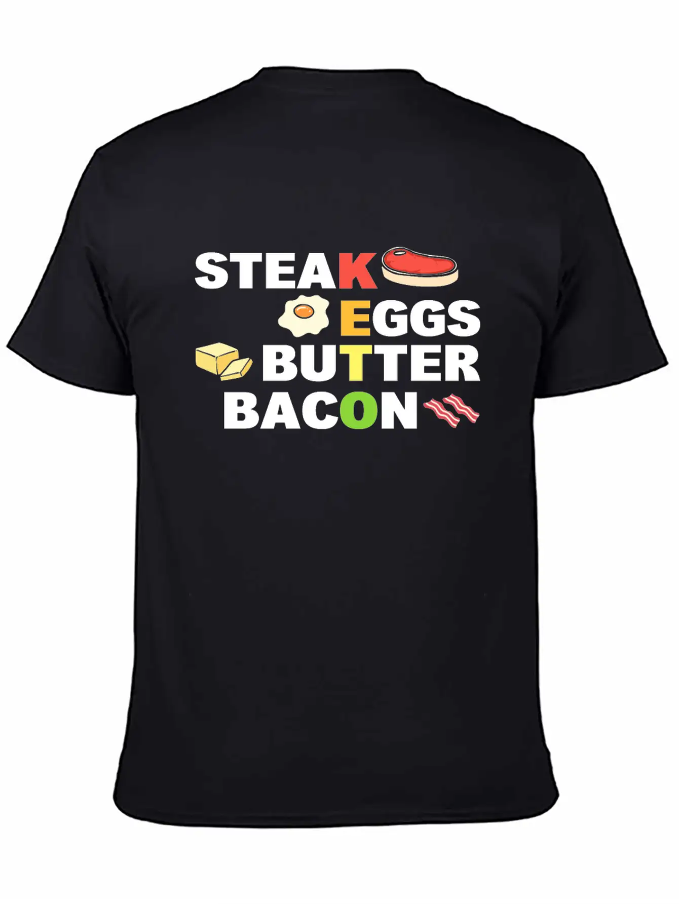 Steak Eggs Butter Bacon Keto Diet Unisex Short Sleeve Soft Cotton T-Shirt – Casual Everyday Wear