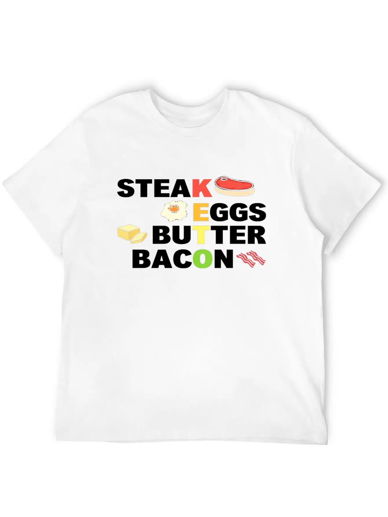 Steak Eggs Butter Bacon Keto Diet Unisex Short Sleeve Soft Cotton T-Shirt – Casual Everyday Wear