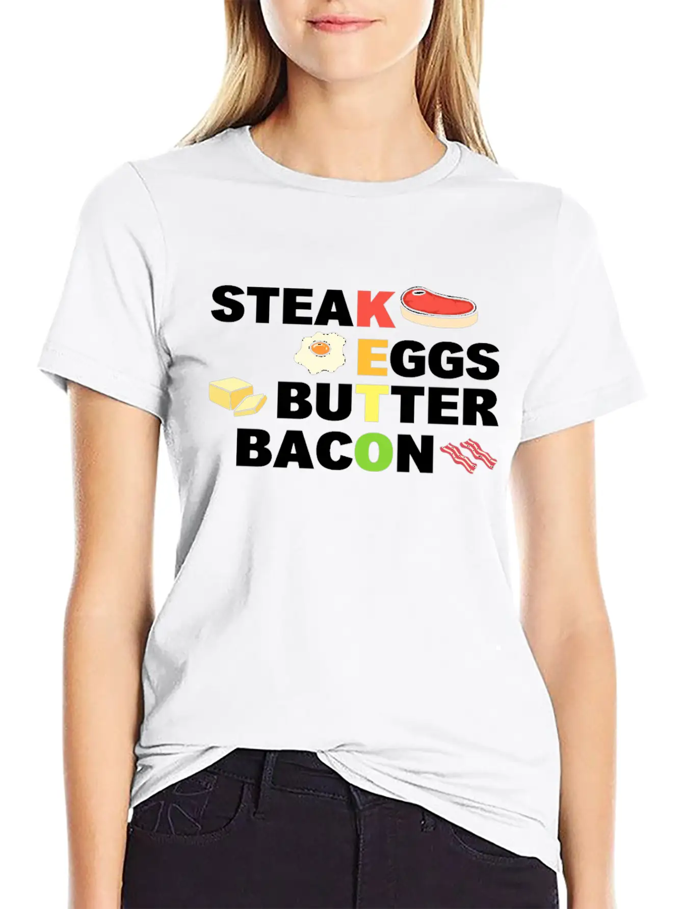 Steak Eggs Butter Bacon Keto Diet Unisex Short Sleeve Soft Cotton T-Shirt – Casual Everyday Wear