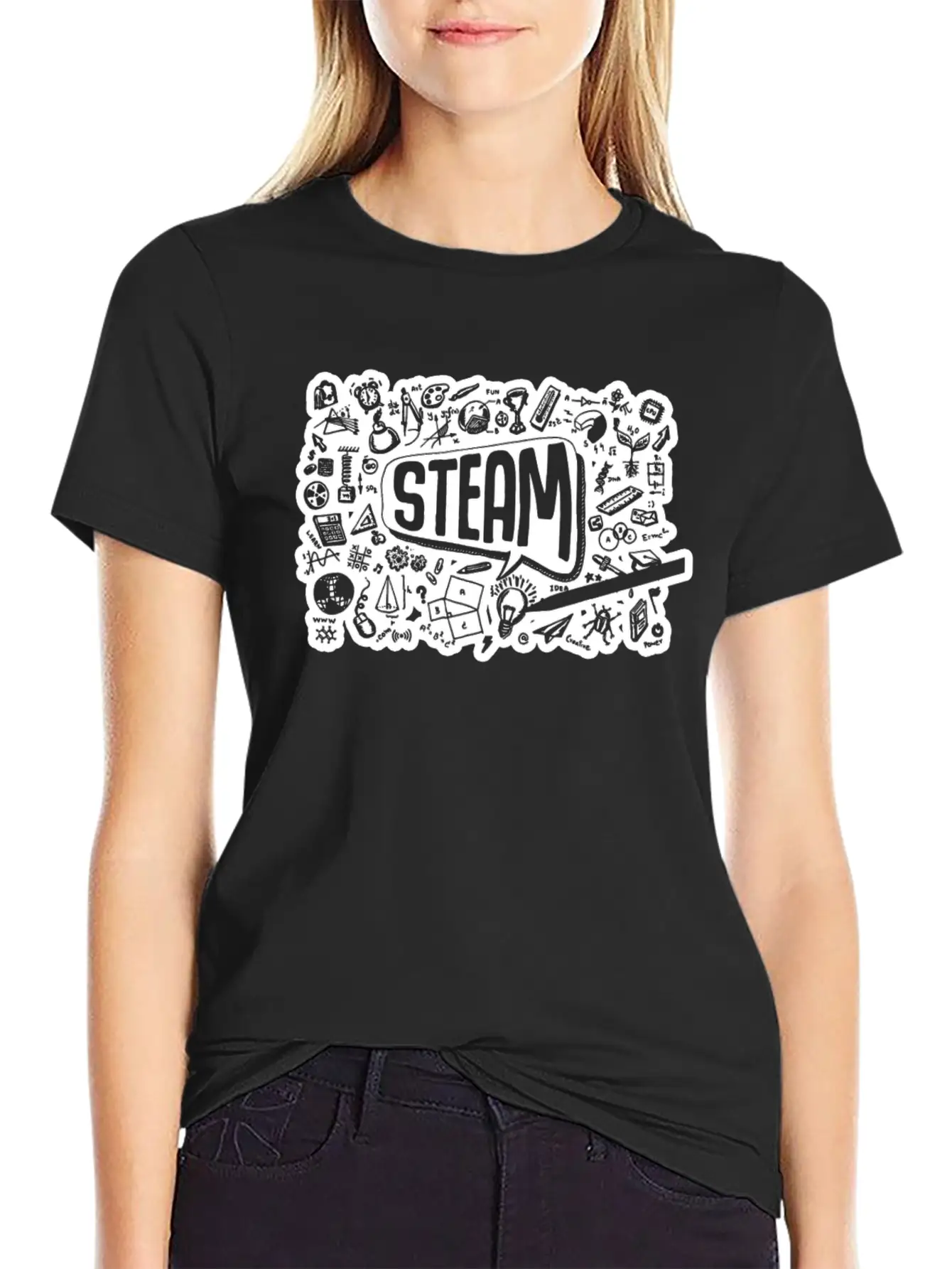 STEAM Thought Cloud Science Engineering Art STEM Timeless Short Sleeve Tee – Comfy And Minimalist Design