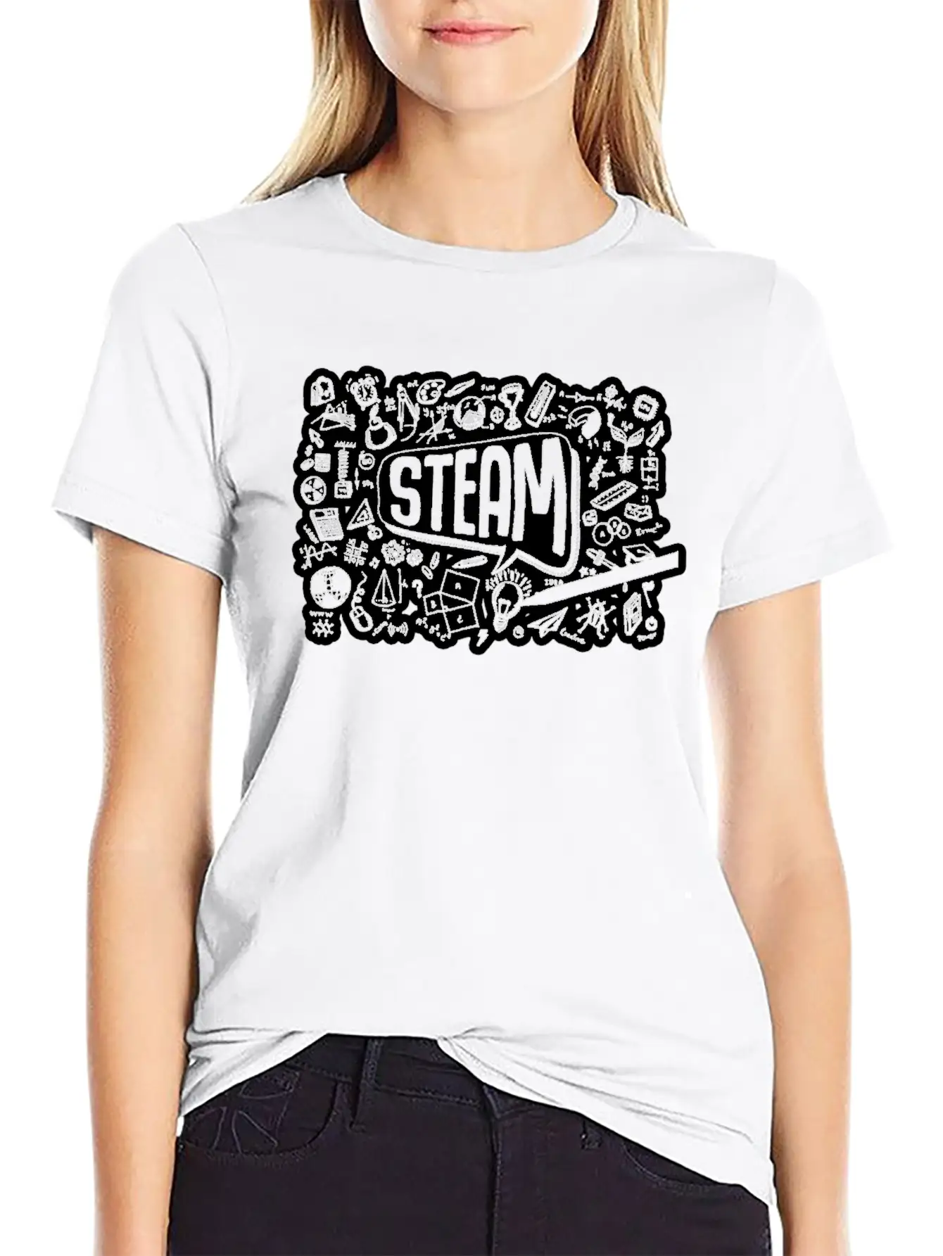 STEAM Thought Cloud Science Engineering Art STEM Timeless Short Sleeve Tee – Comfy And Minimalist Design