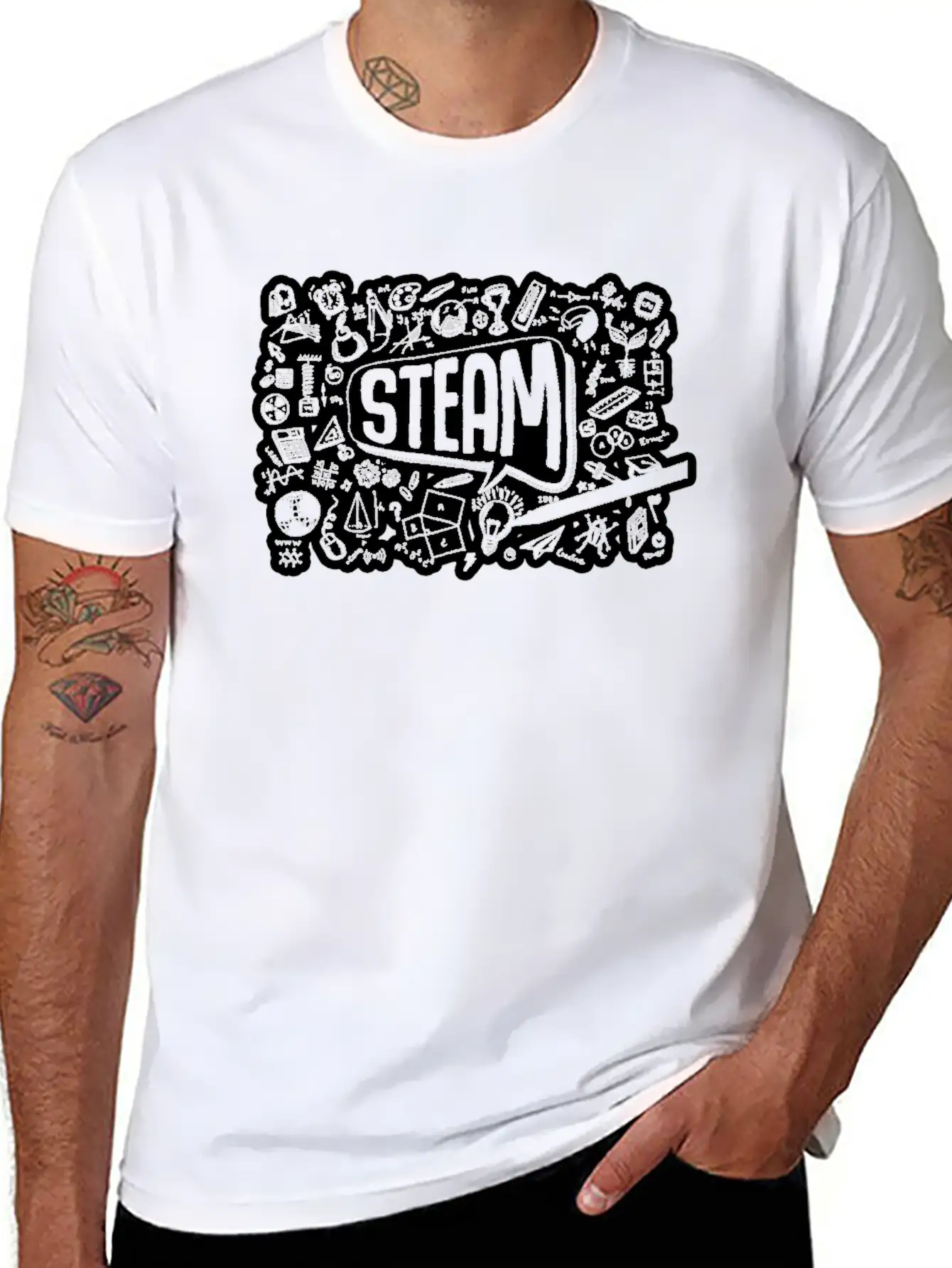 STEAM Thought Cloud Science Engineering Art STEM Timeless Short Sleeve Tee – Comfy And Minimalist Design