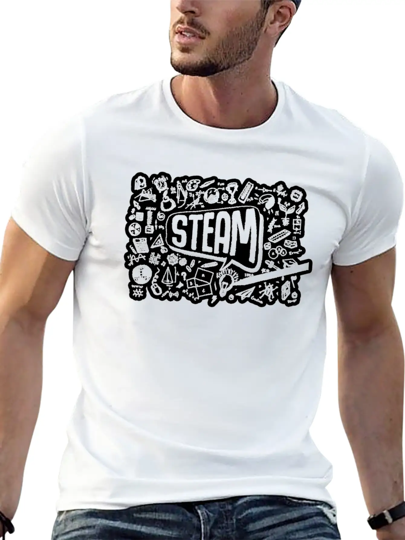 STEAM Thought Cloud Science Engineering Art STEM Timeless Short Sleeve Tee – Comfy And Minimalist Design