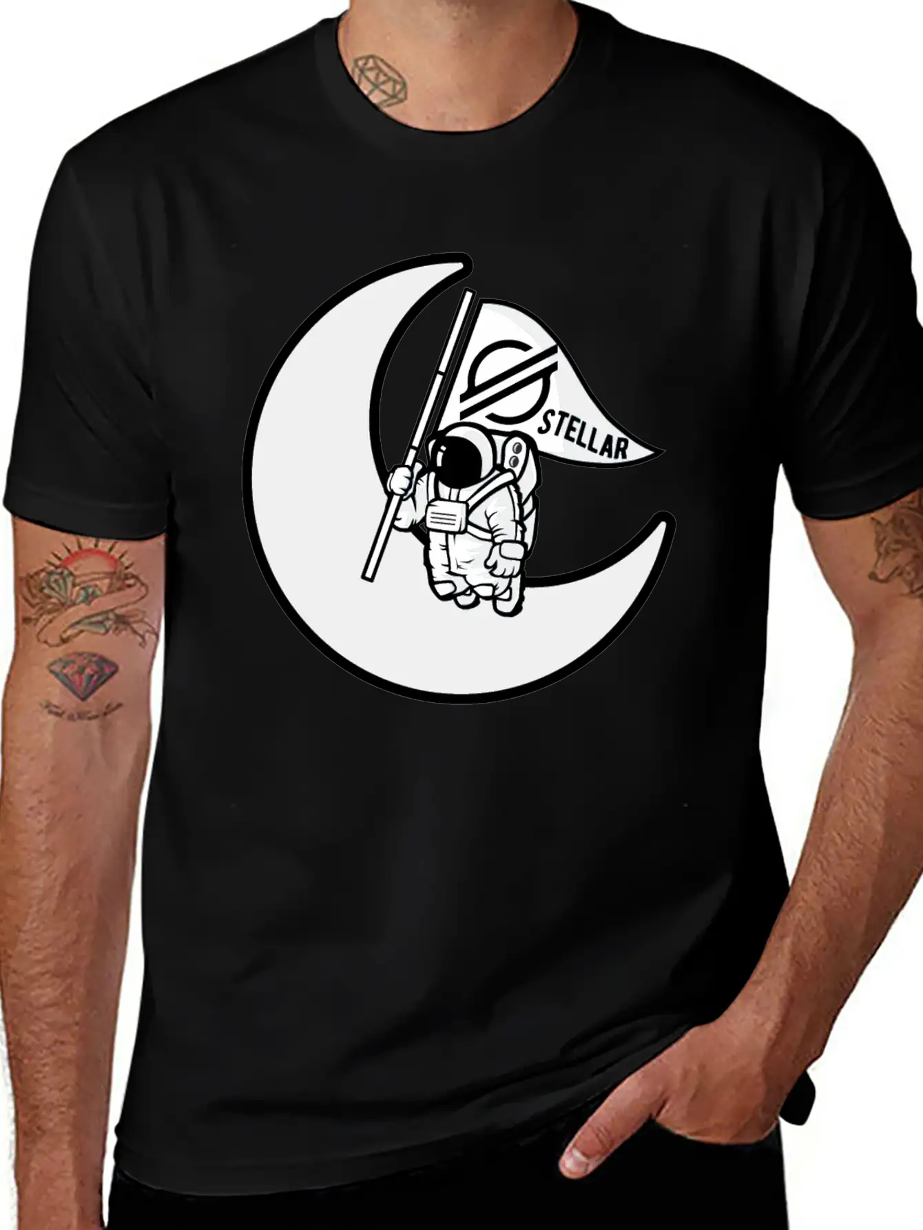 Stellar To The Moon - Gift For Crypto Investor Stylish Everyday T-Shirt – Unisex Basic Cotton Tee